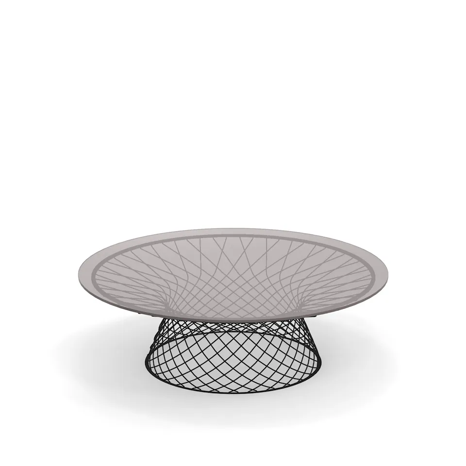 Heaven Low Round Table Ø120, Frame: Black, Top: Transparent Glass