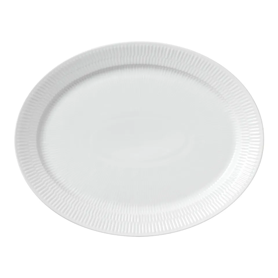 White Fluted Oval Dish 35 cm