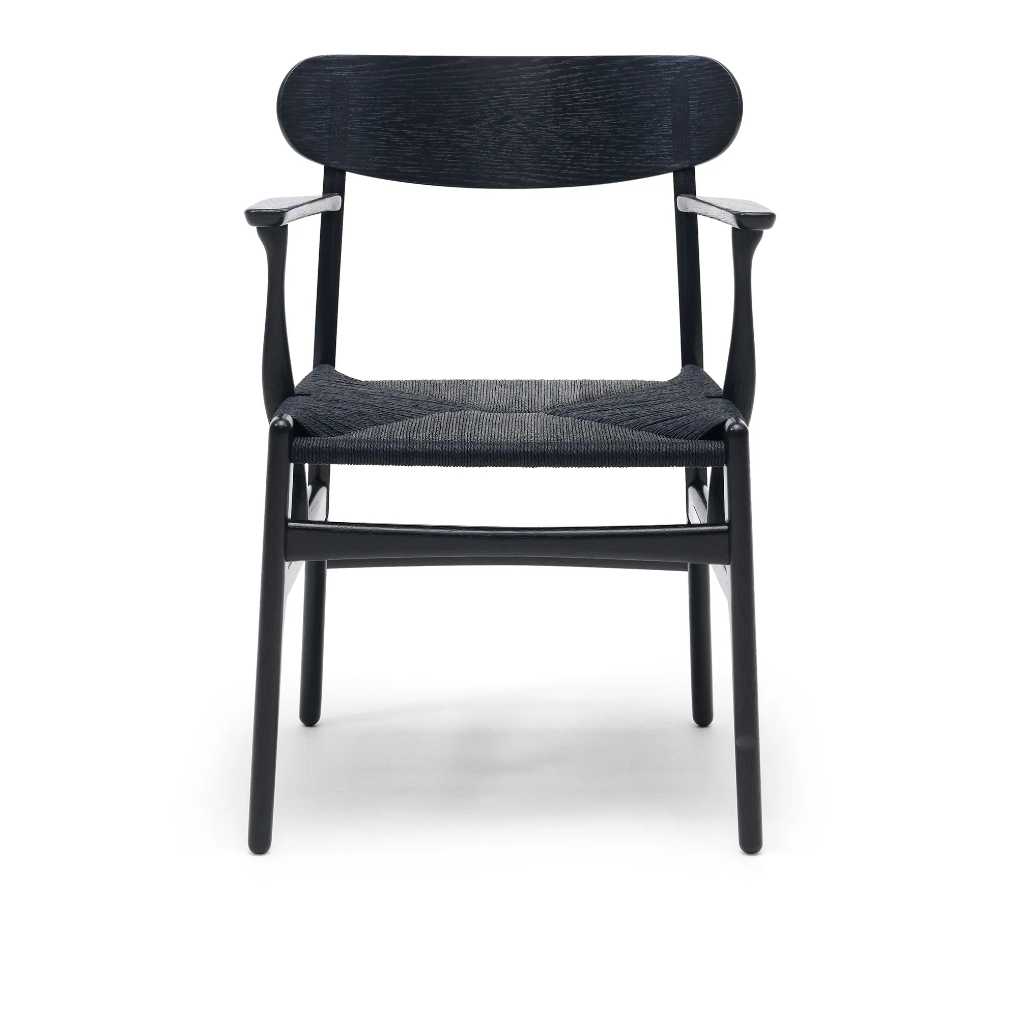CH26 fauteuil zwart gevlochten papierkoord - 1