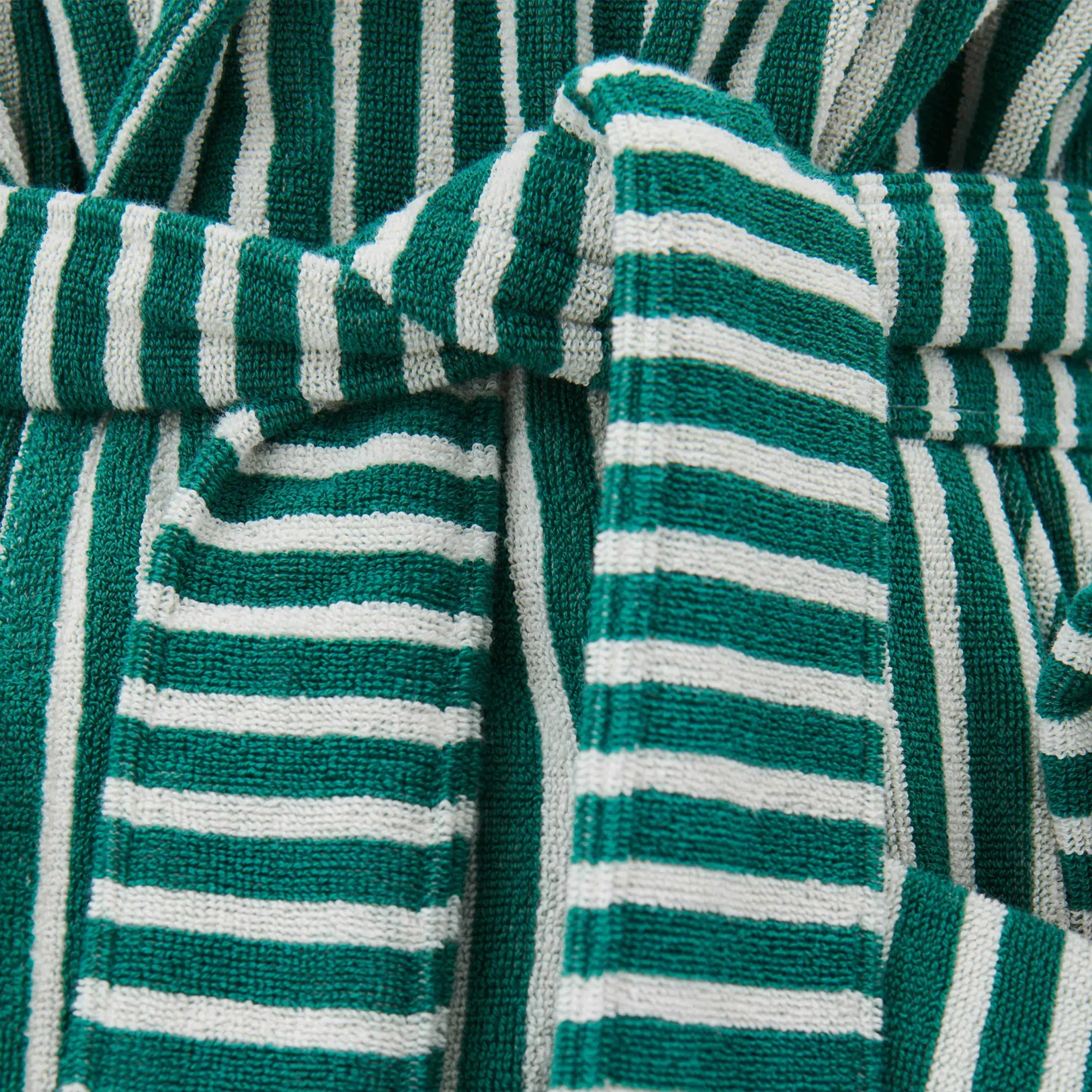 Hooded Bathrobe Teal Green Stripes