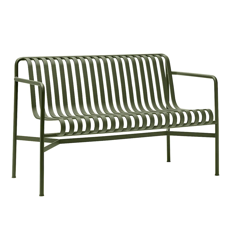 Ppalissed garden bench with armrests - Olive