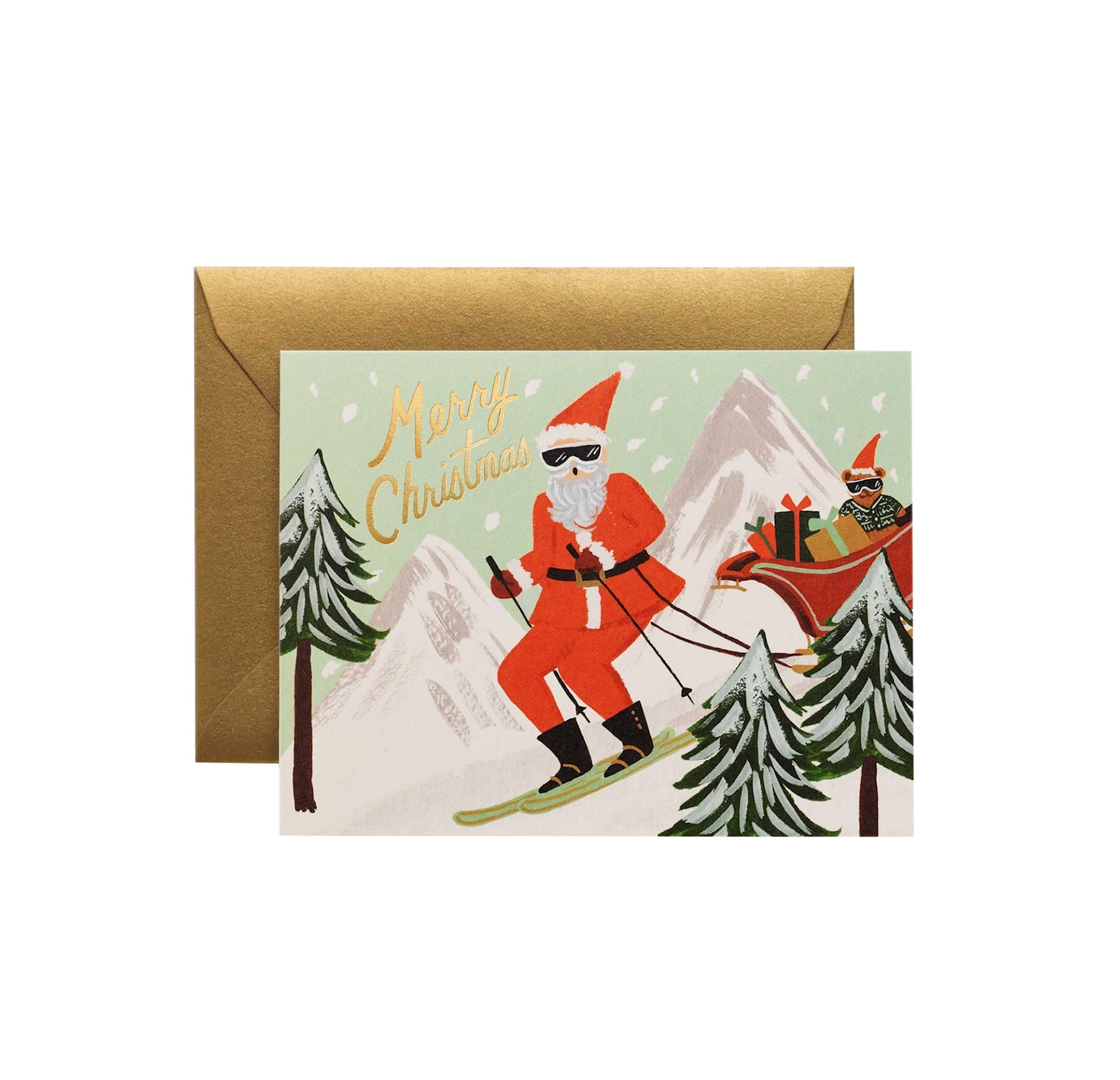 Skiing Santa Card - Rifle Paper Co. - NO GA