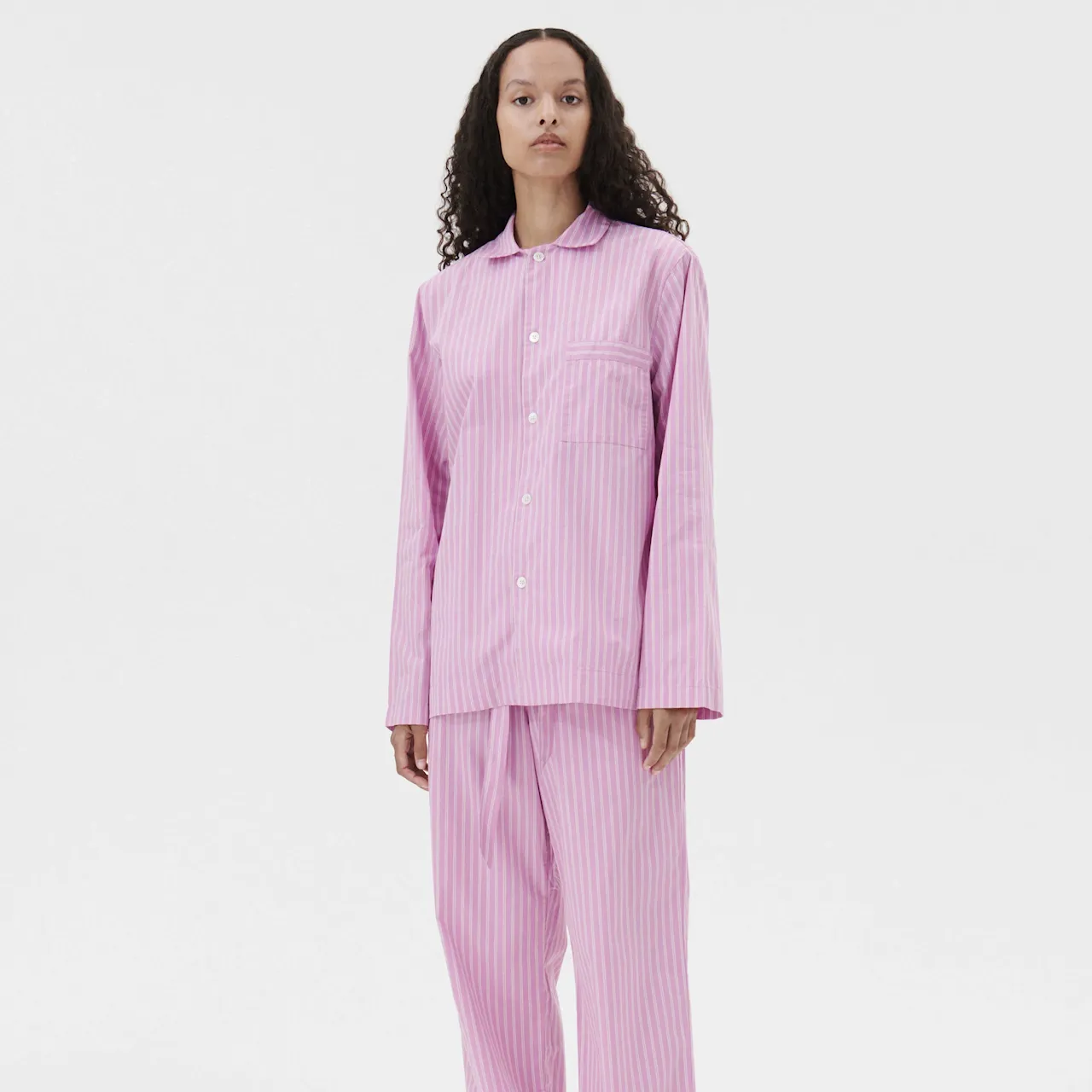 Poplin Pyjamas Shirt Purple Pink Stripes