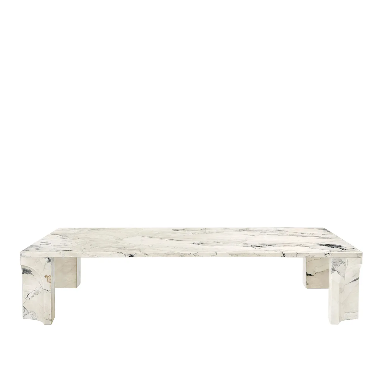 Doric Coffee Table - Rectangular, Neutral White Travertine