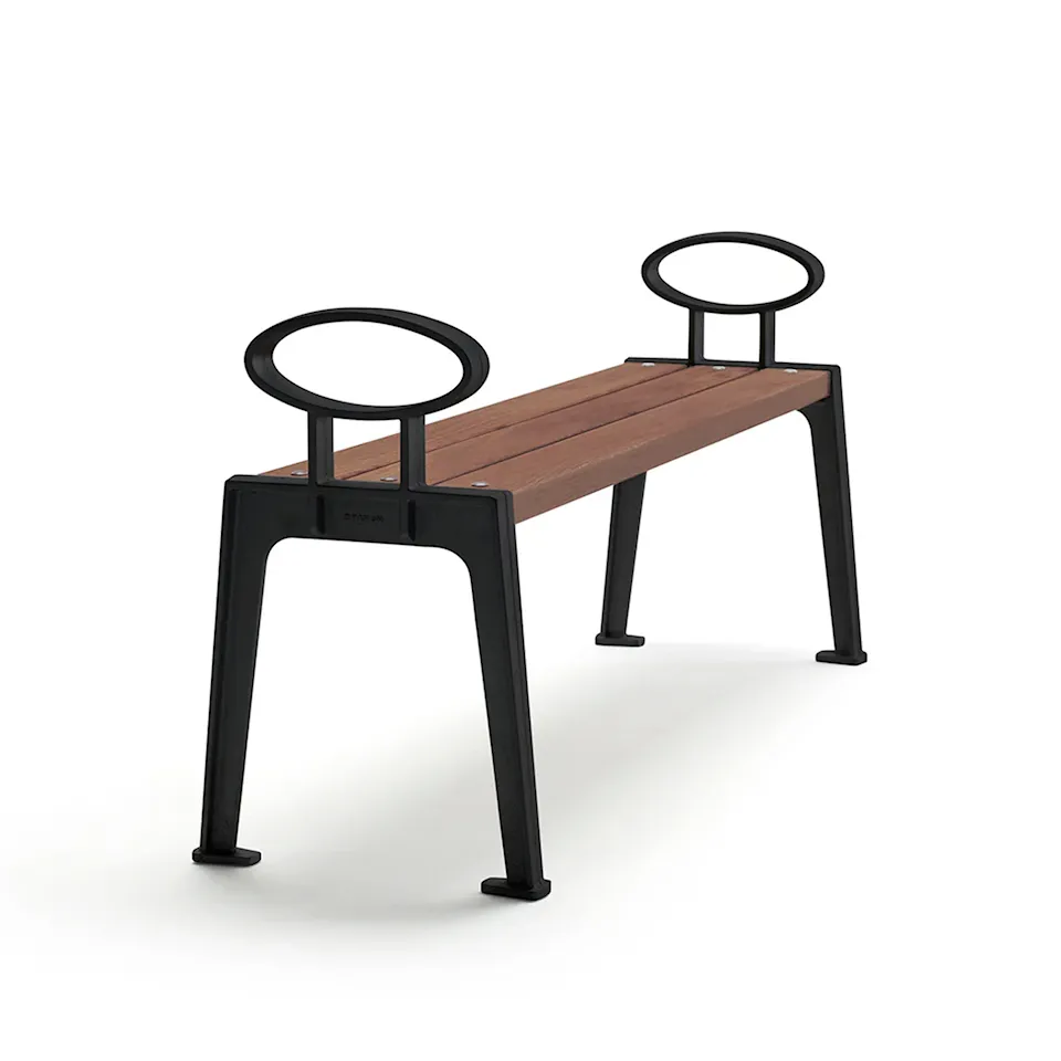 Bench Skillinge - Oiled Mahogany/Black Lacquered Aluminium