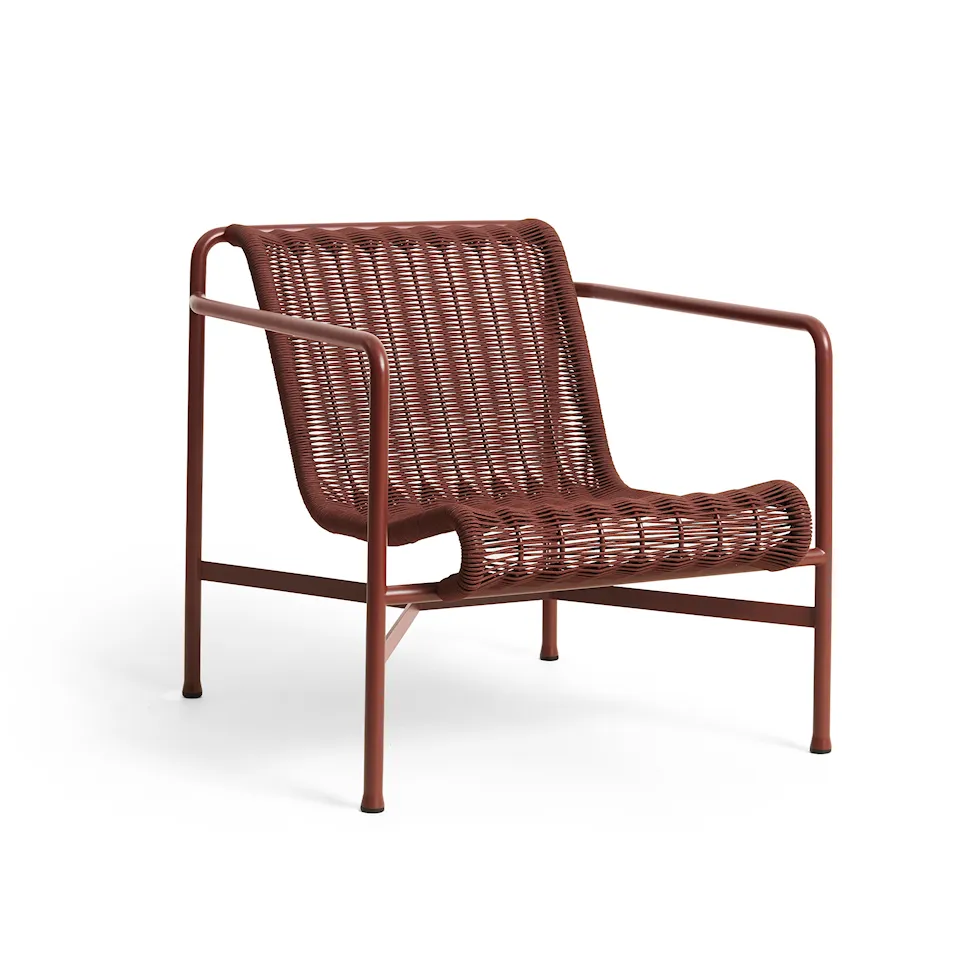 Palissade cord low lounge chair - Iron red powder coated steel