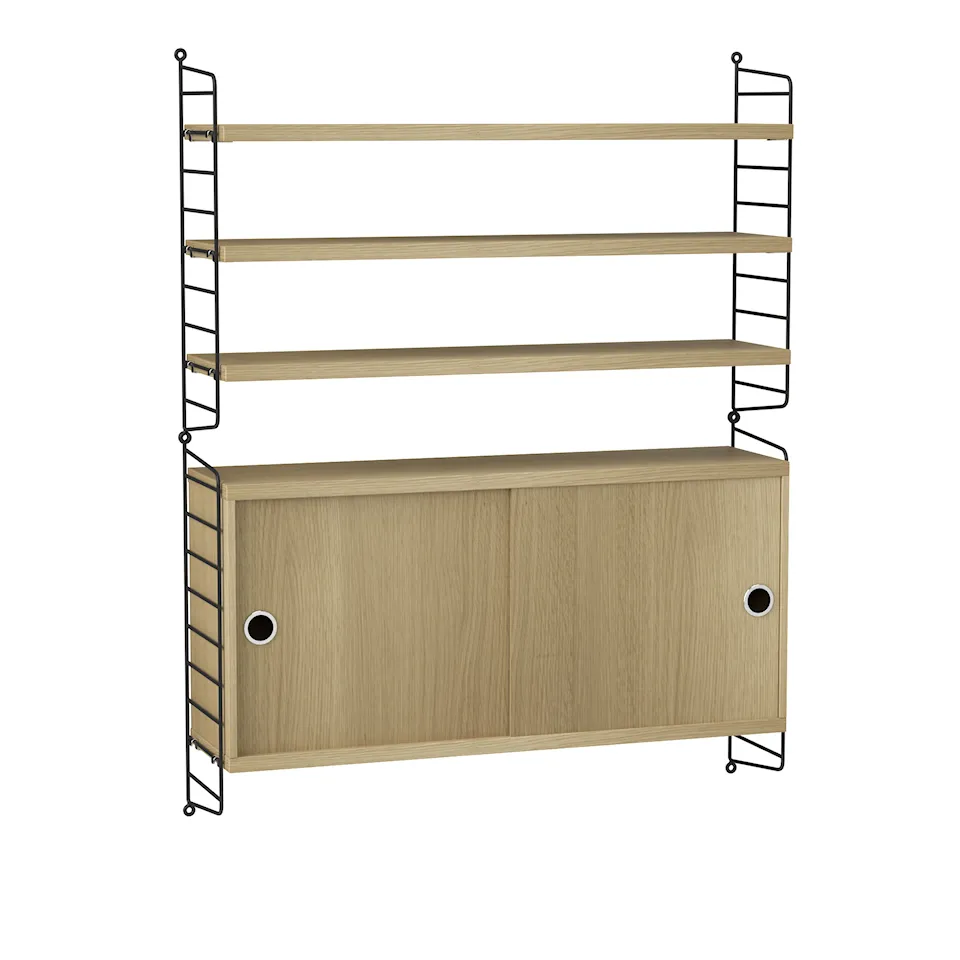 Living room shelving system I oak/black