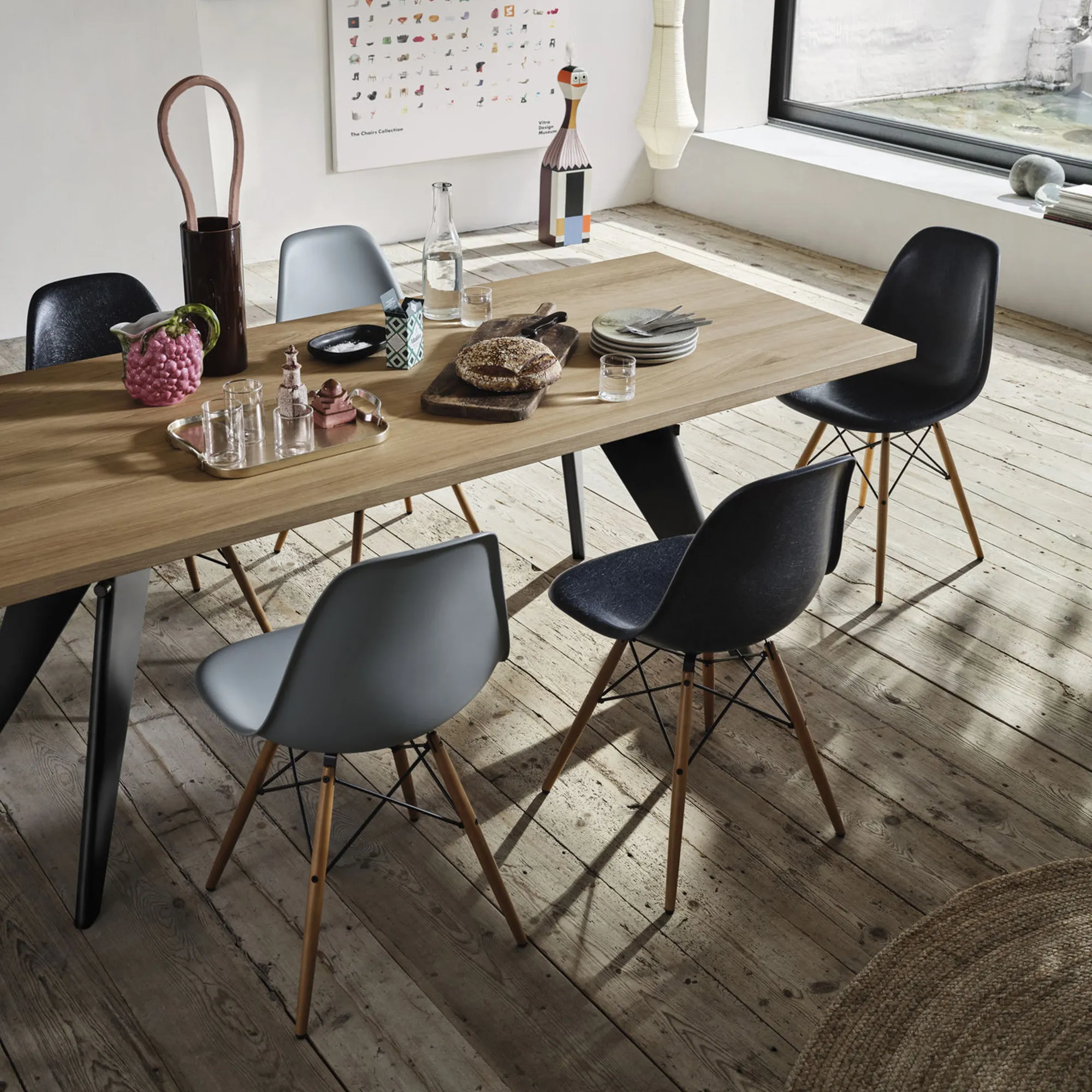 Eames RE Plastic Chair DSW stoel Black Maple - 7