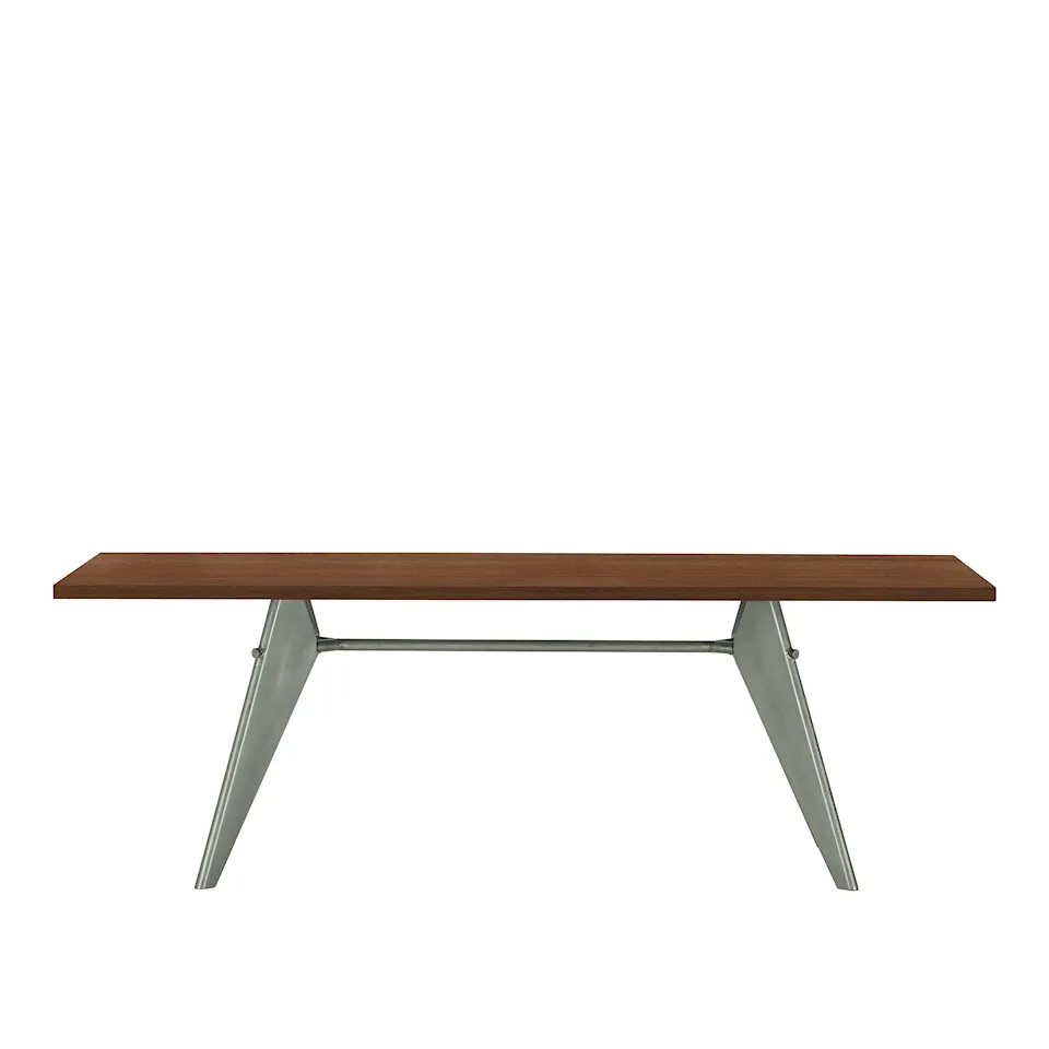 EM Table 220, Base Prouvé Gris Vermeer - Solid American Walnut