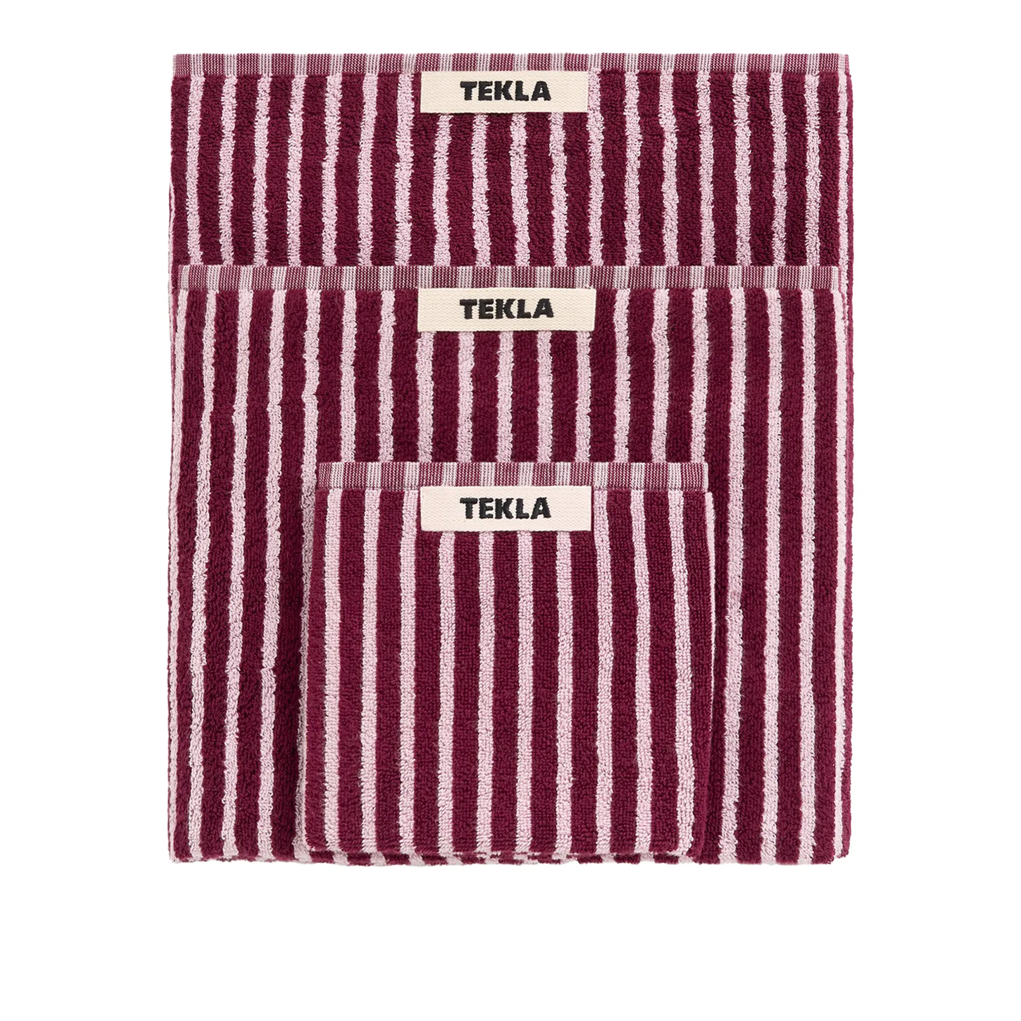 Terry Red & Rose Stripes handdoek - 1
