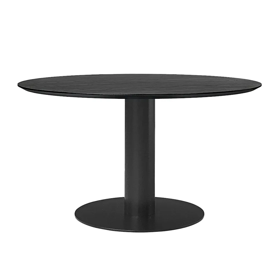 GUBI 2.0 Dining Table, Ø 130 cm, Top: Wood - Black stained ash, Base: Black