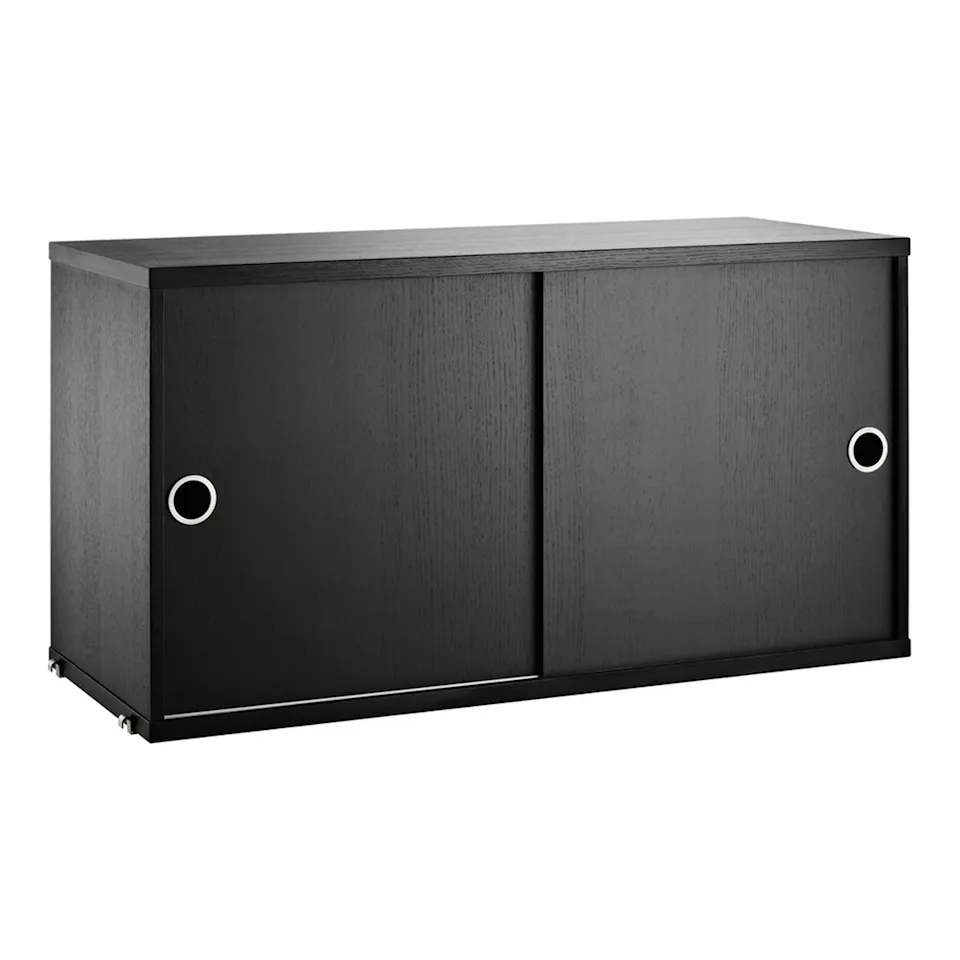 Cabinet with sliding doors 78x30cm black-stained ash