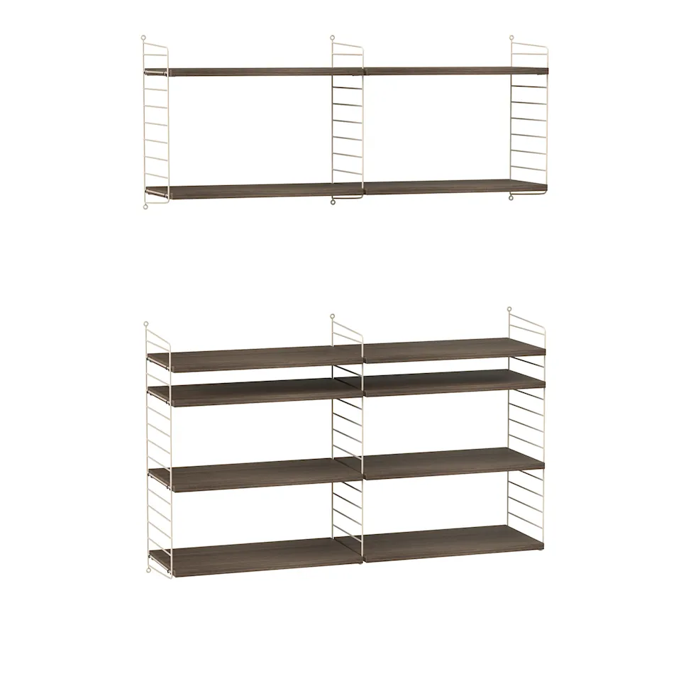 Living room shelving system N walnut/beige