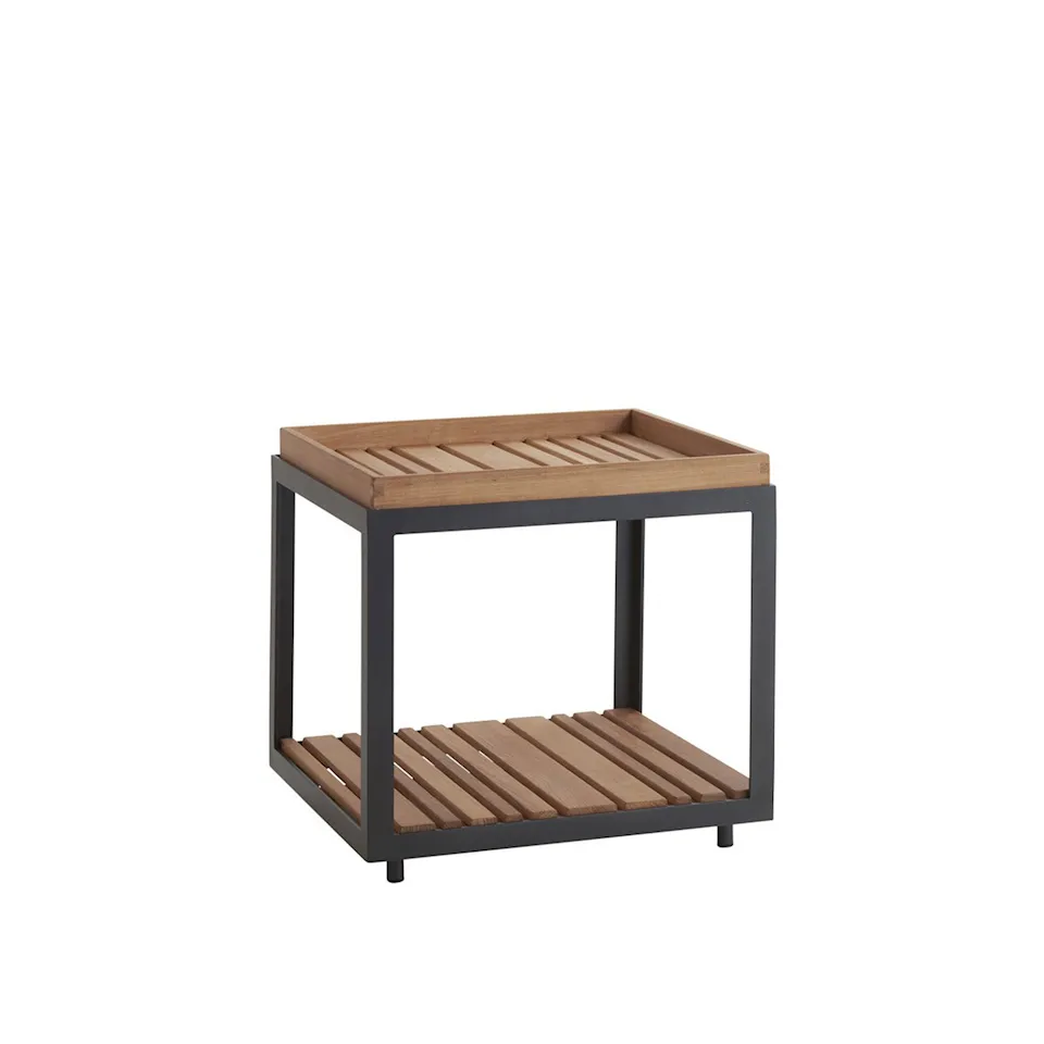 Level Side table, Lava grey, Table top: Teak