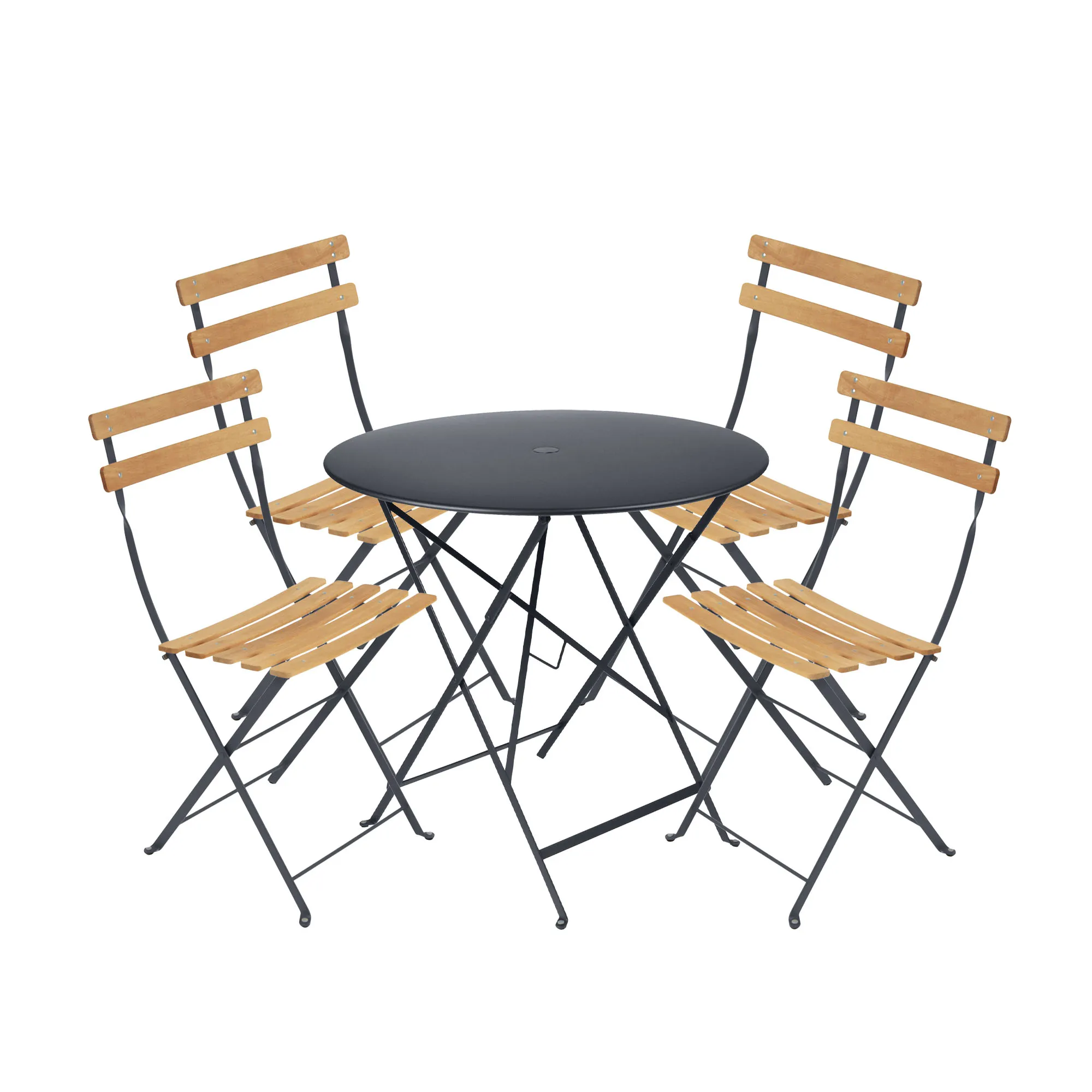 Bistro ruokaryhmä pöytä 77cm & 4 puu tuolit - 1