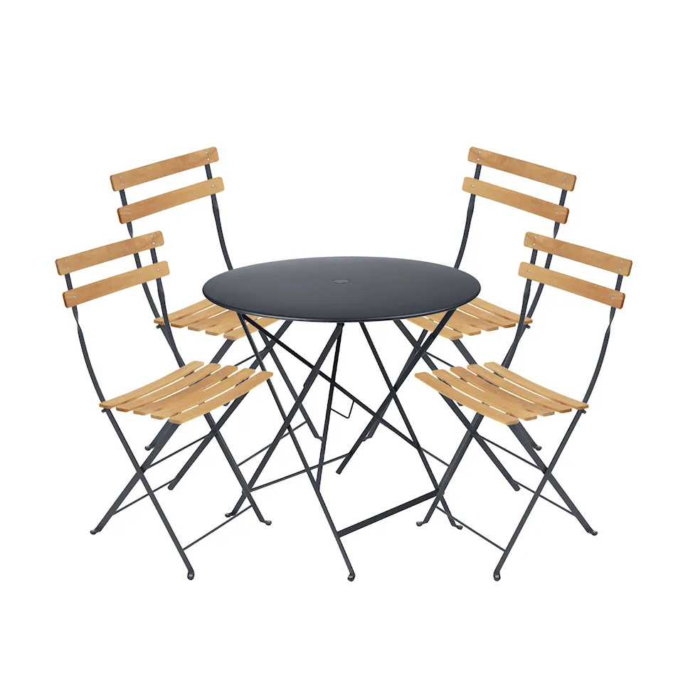 Bistro ruokaryhmä pöytä 77cm & 4 puu tuolit