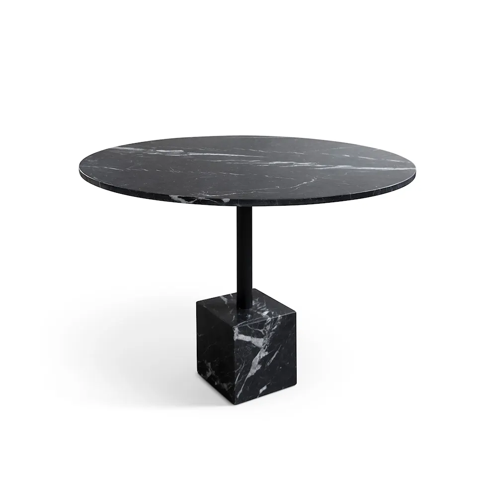 Knockout Dining Table Square Base, Black Marble - Black Stem