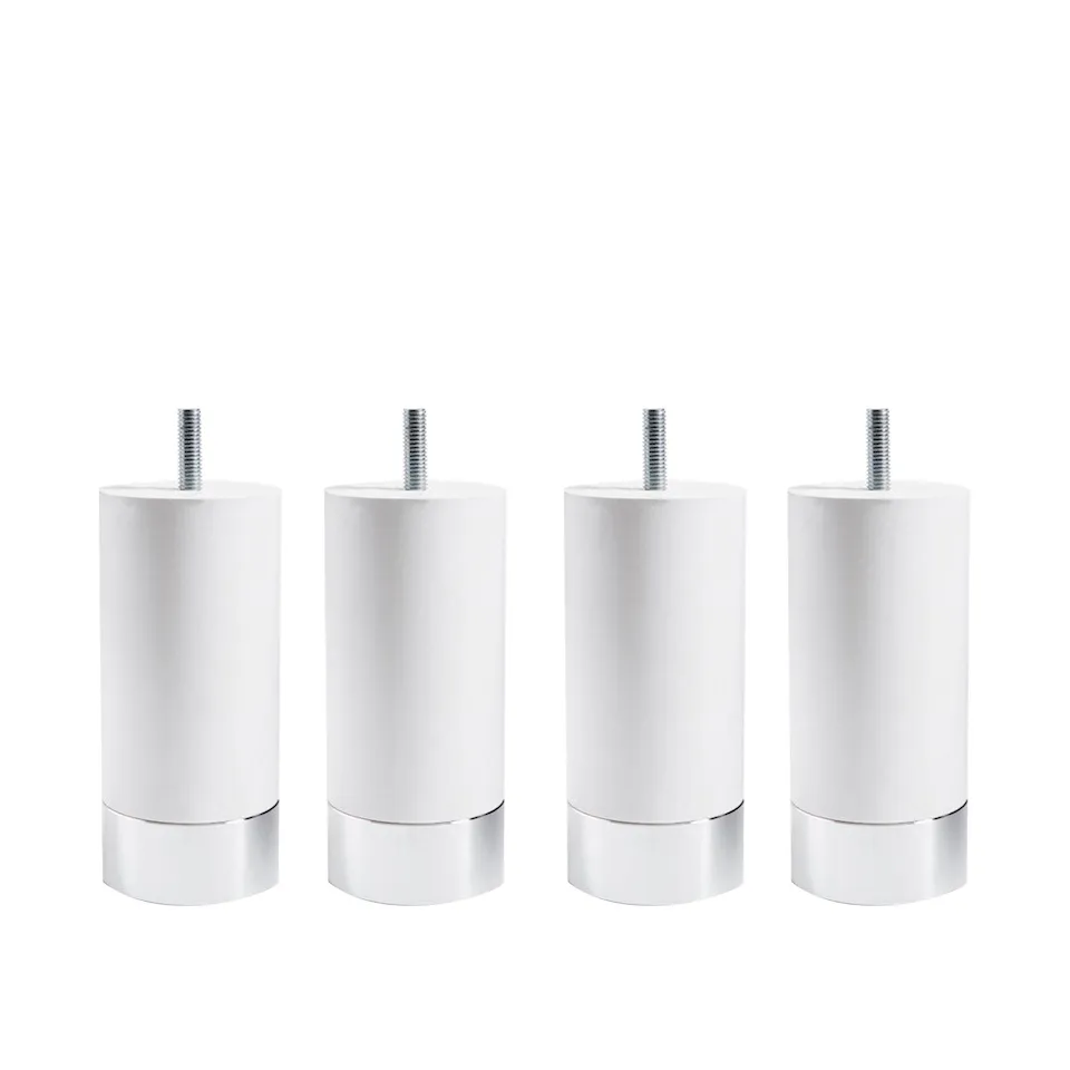 Cylinder Sängben Vit med Alu. 4-pack