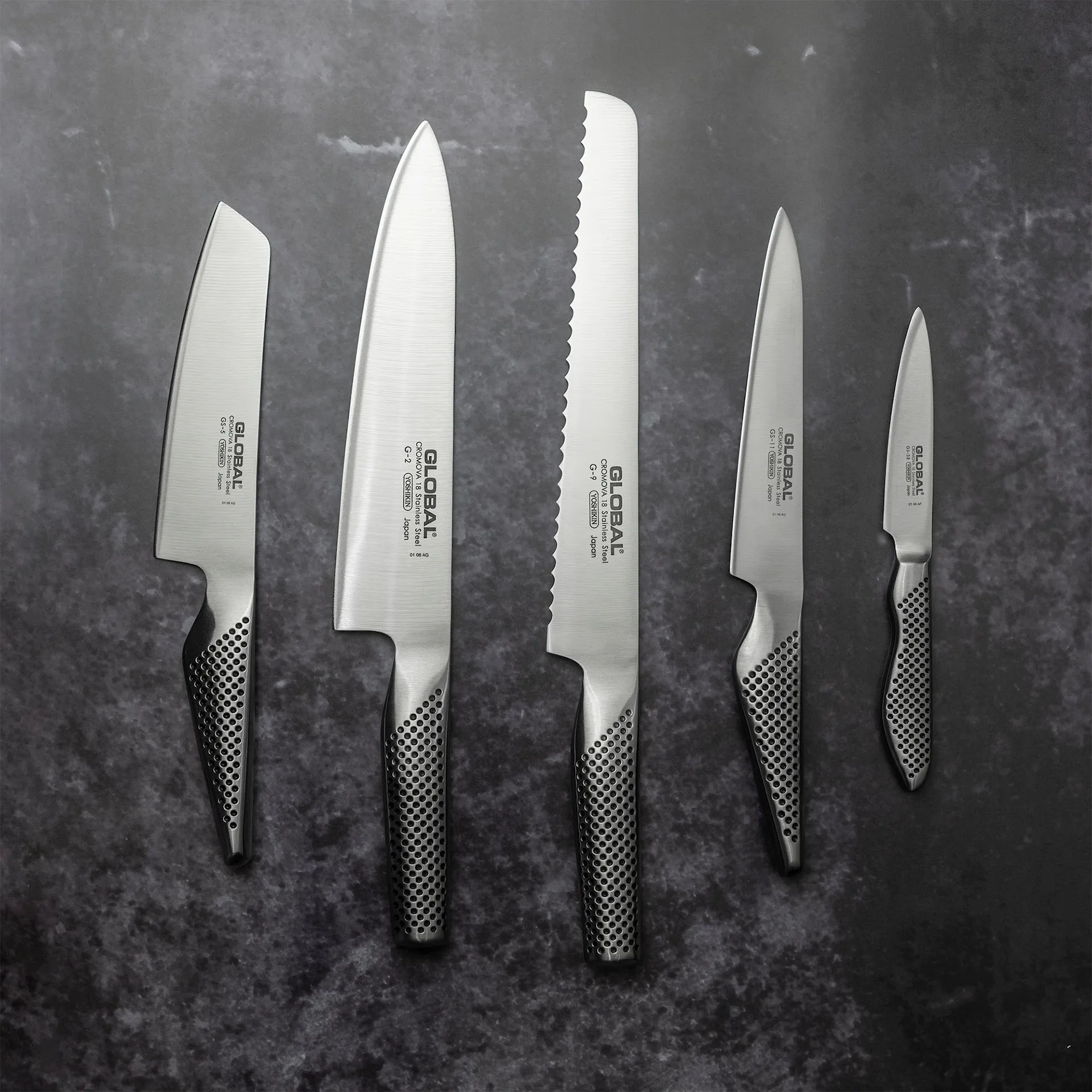 Knife Set 5 Parts G-2, 9, GS-5, 11, 38 - Global - NO GA