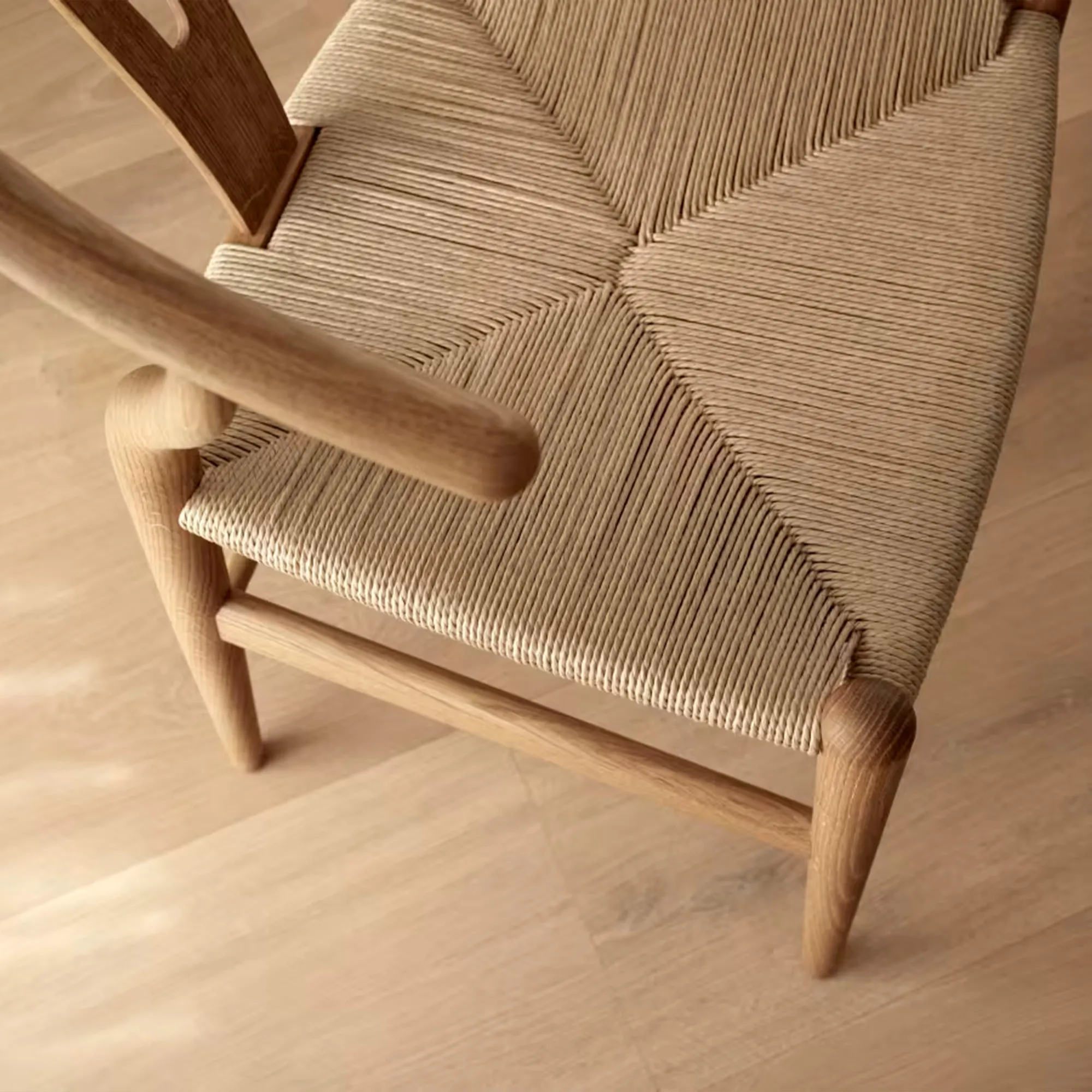 CH24 Wishbone Chair Oak/Black Cord - 3