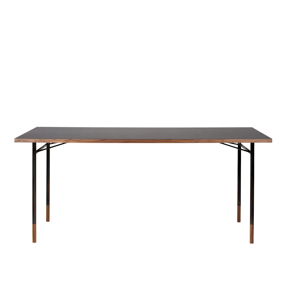 Nyhavn Desk, 190 cm, Without Tray Unit, Walnut, Black Steel