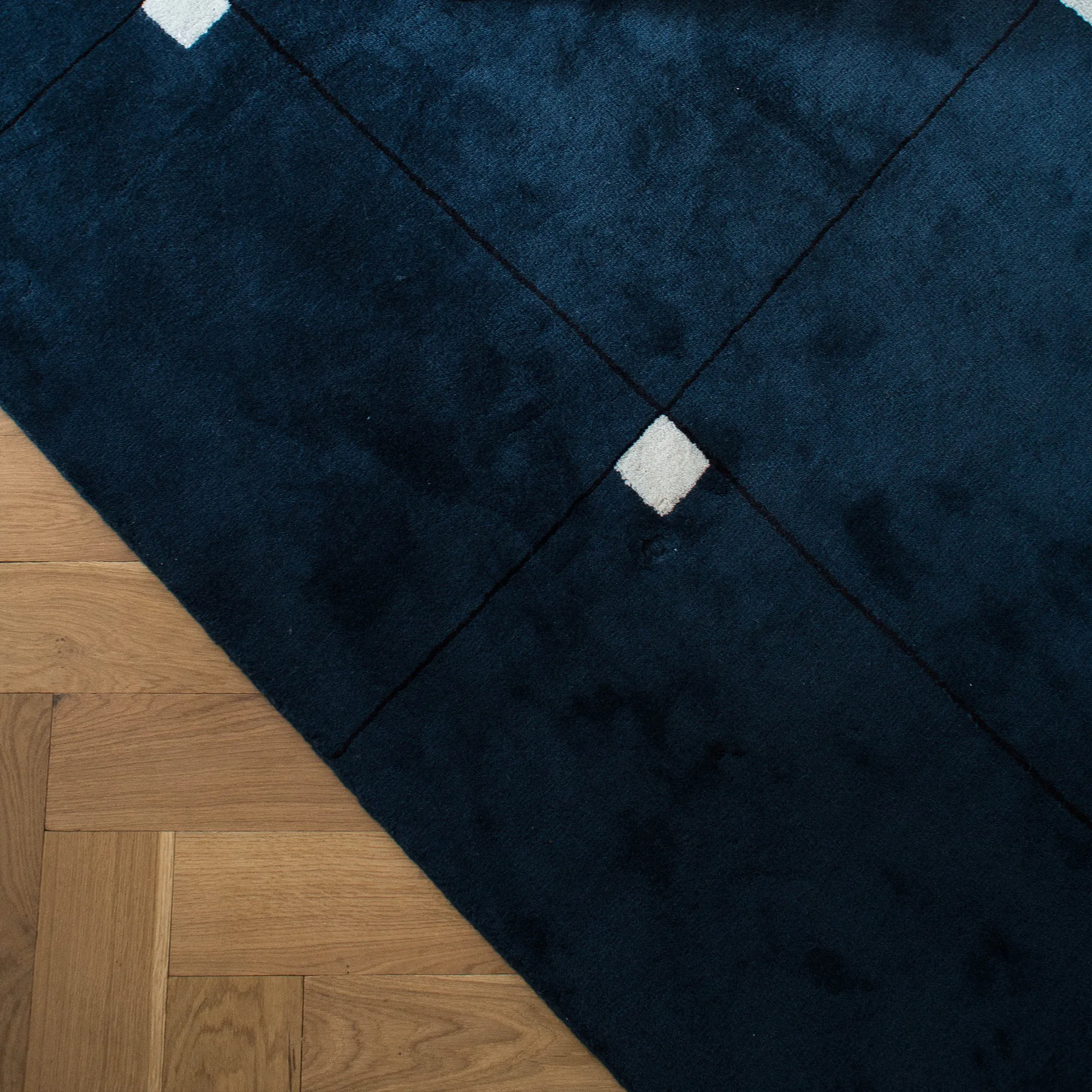 Modern Teal Wool Rug - 7