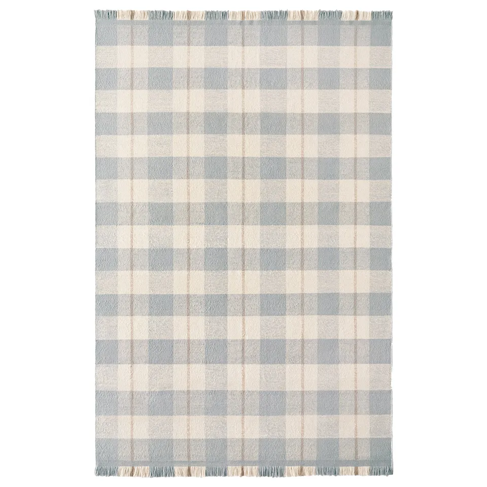 Plaid Blue/Cream Wool Rug