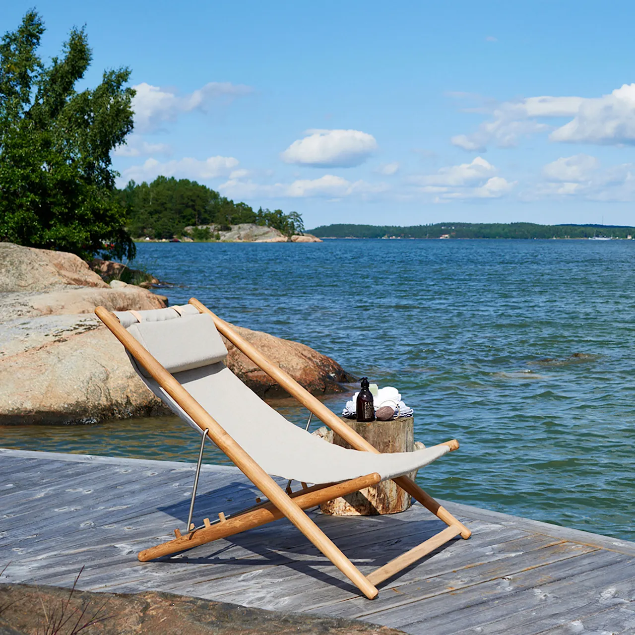 H55 Lounge Chair Teak/Beige Papyrus