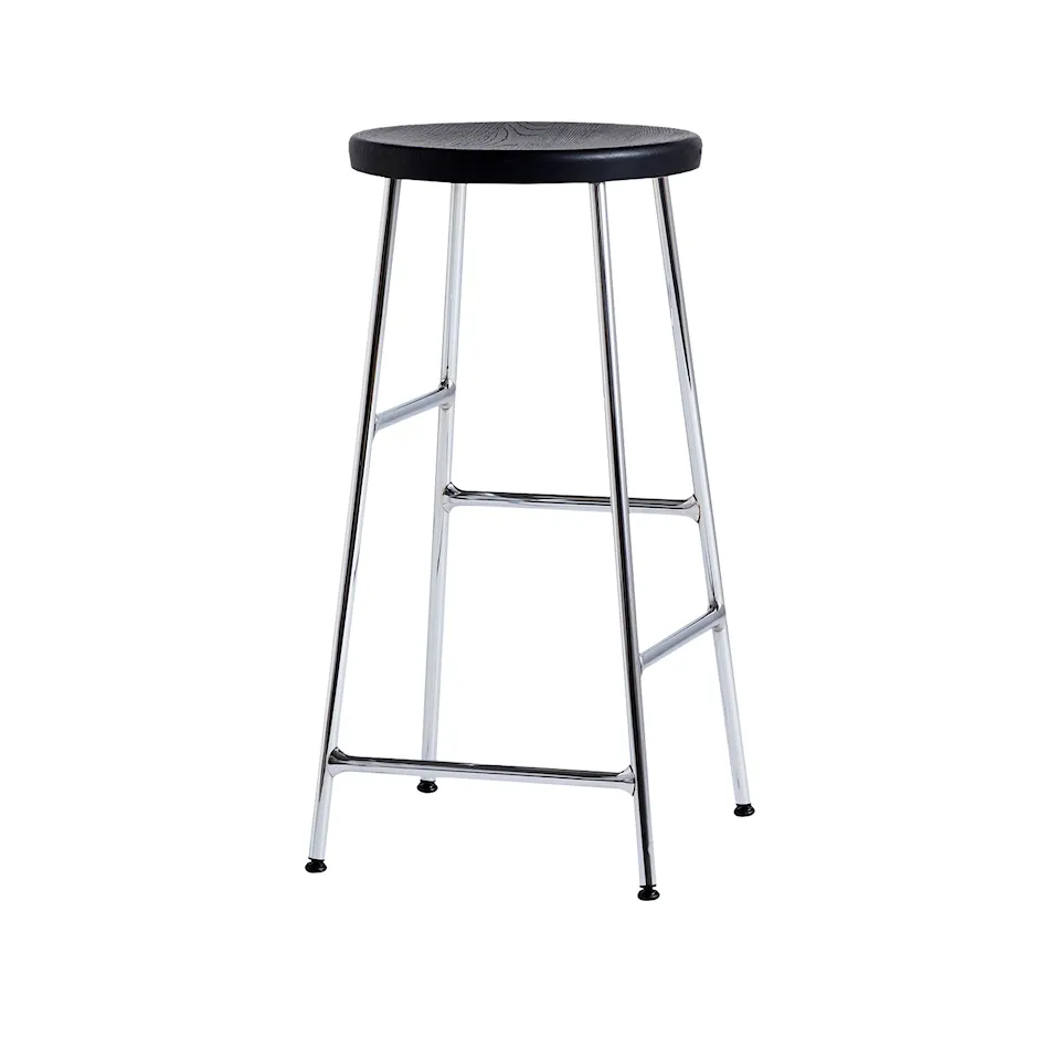 Cornet Bar Stool Low - Soft Black - Chromed Steel