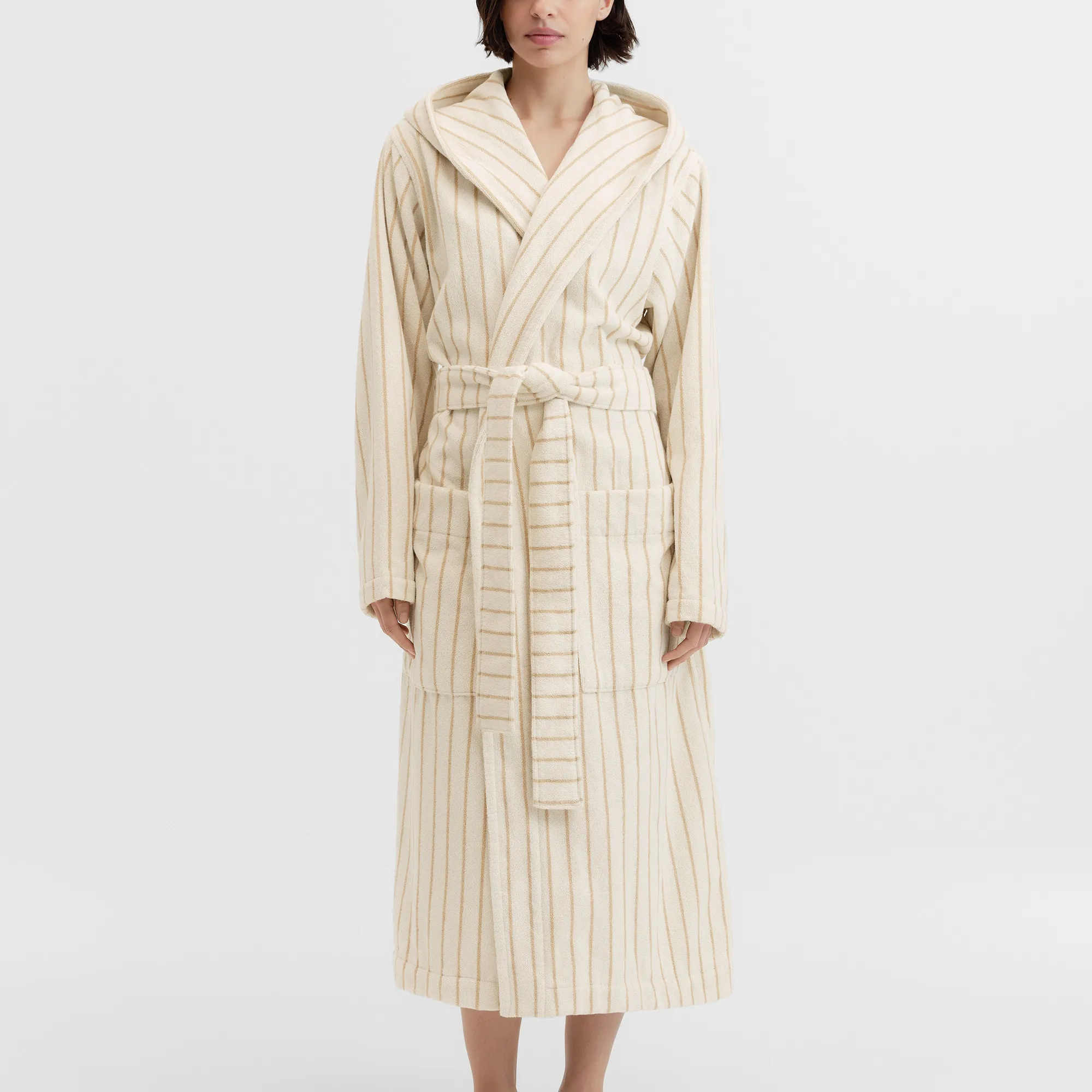 Hooded Sienna Stripes Bathrobe - 4