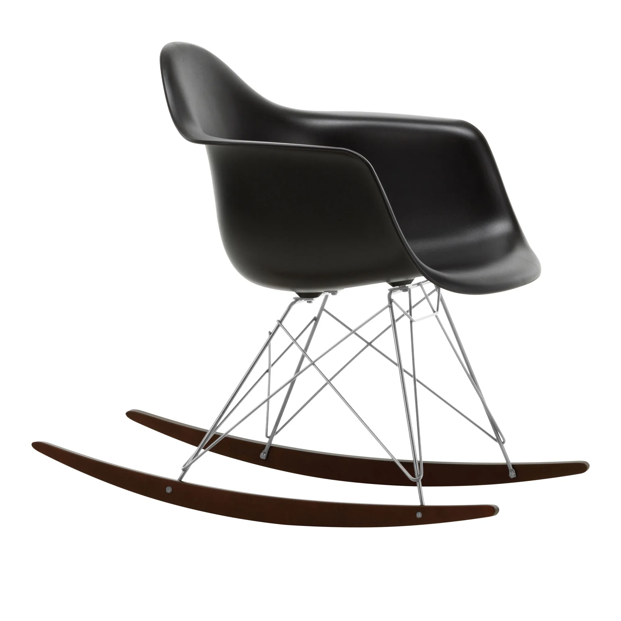 Eames RE Plastic Armchair RAR gyngestol Chrome/Dark Maple - 1