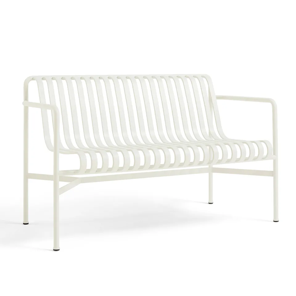 Palissade Garden Bench with Armrests - Cream White