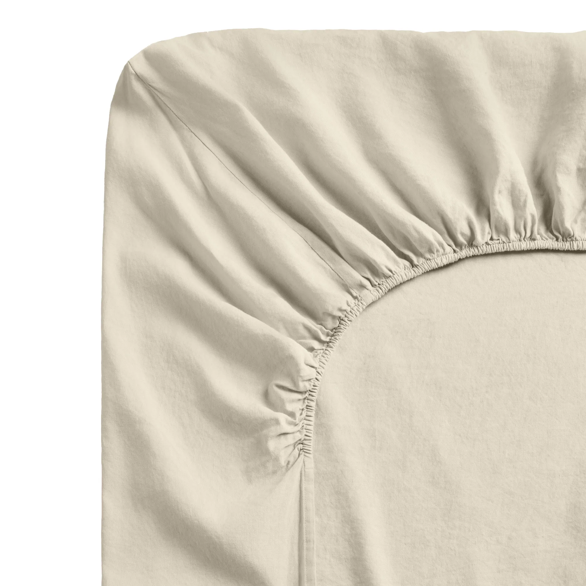 Linen Blend Fitted Sheet Pale Sand - 1