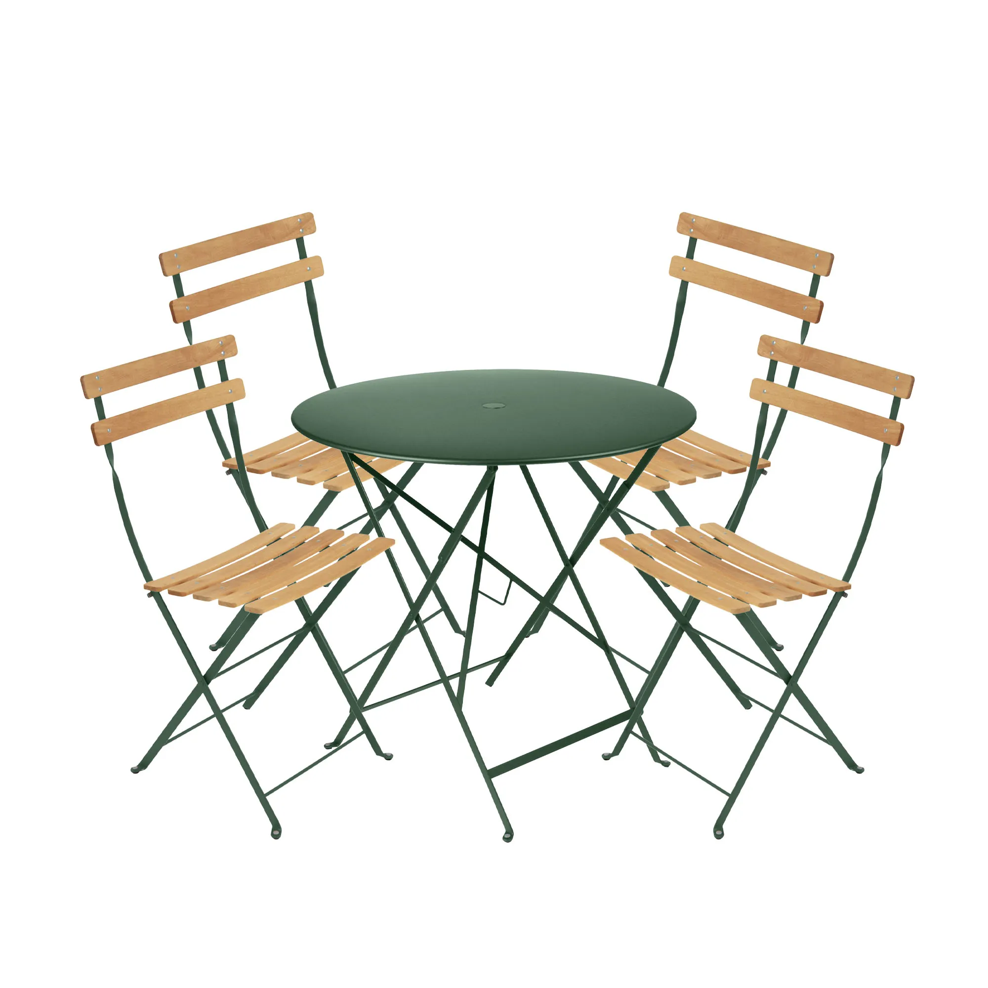 Bistro spisesæt bord 77cm & 4 træ stole - 1