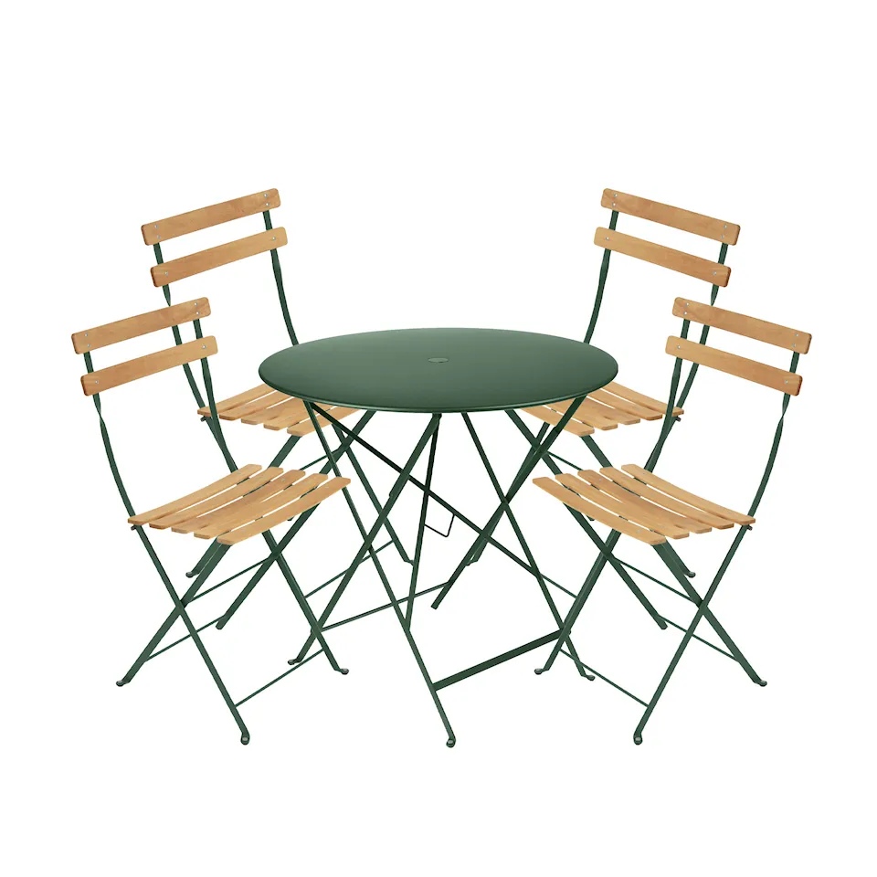 Bistro spisesæt bord 77cm & 4 træ stole