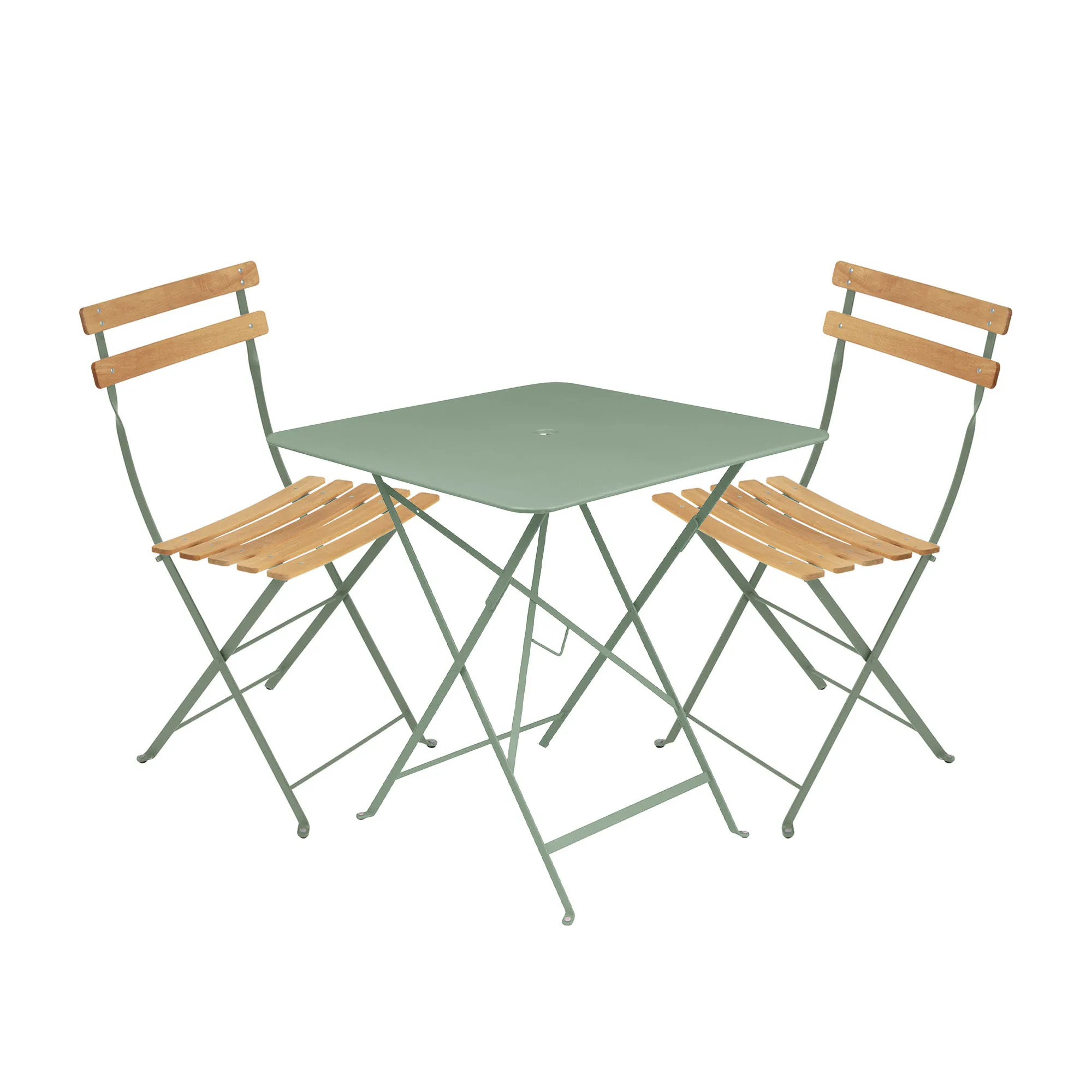 Bistro dining set table 71cm & 2 wood chairs - 1