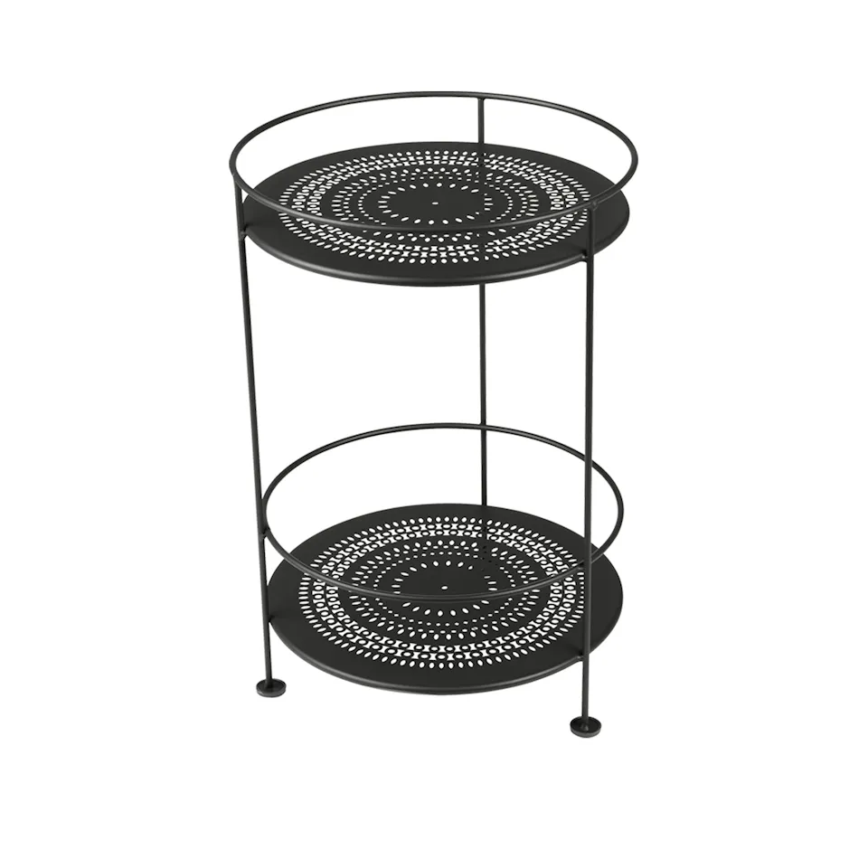 Guinguette Pedestal Table Perforerad Top, Liquorice