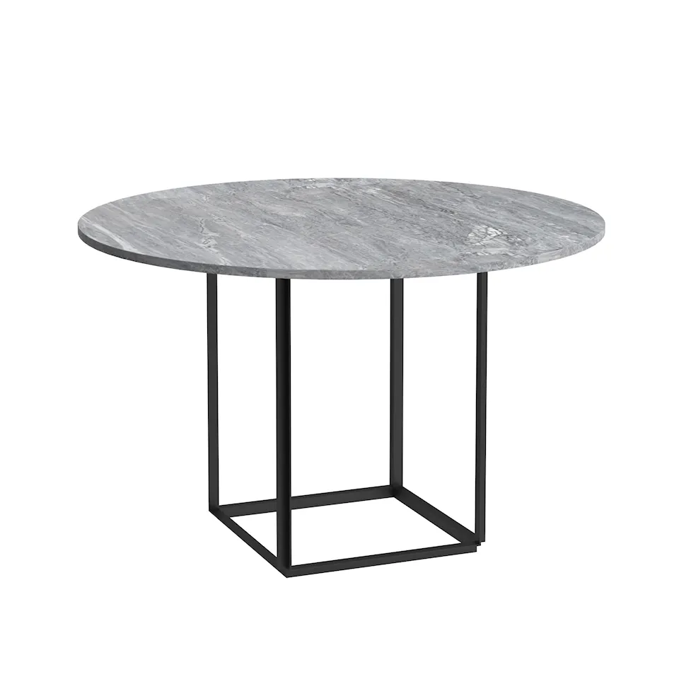 Florence Dining Table - Ø120, Top: Marble - Grey Ruivina, Base: Black