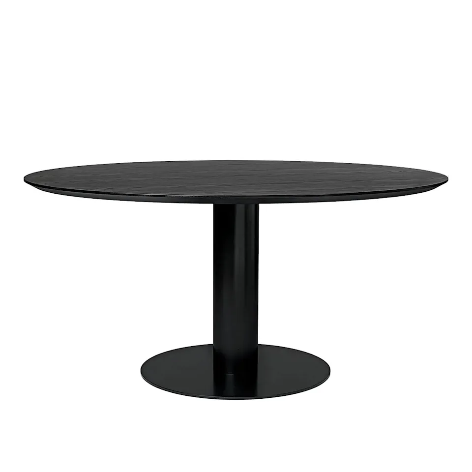 GUBI 2.0 Dining Table, Ø 150 cm, Top: Wood - Black stained ash, Base: Black