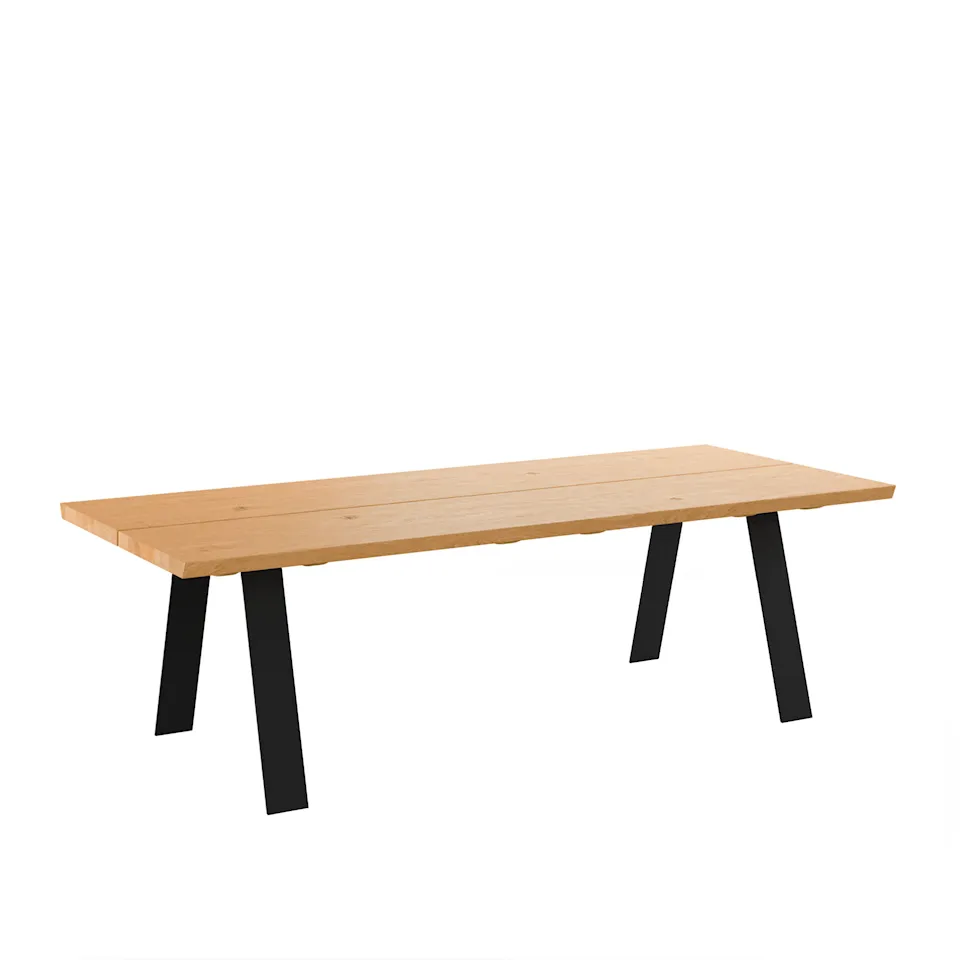 GM 3200 Plank Table, 270 x 100 cm, Tabletop oiled wild Oak, Without additional top, Base in black powder coated steel