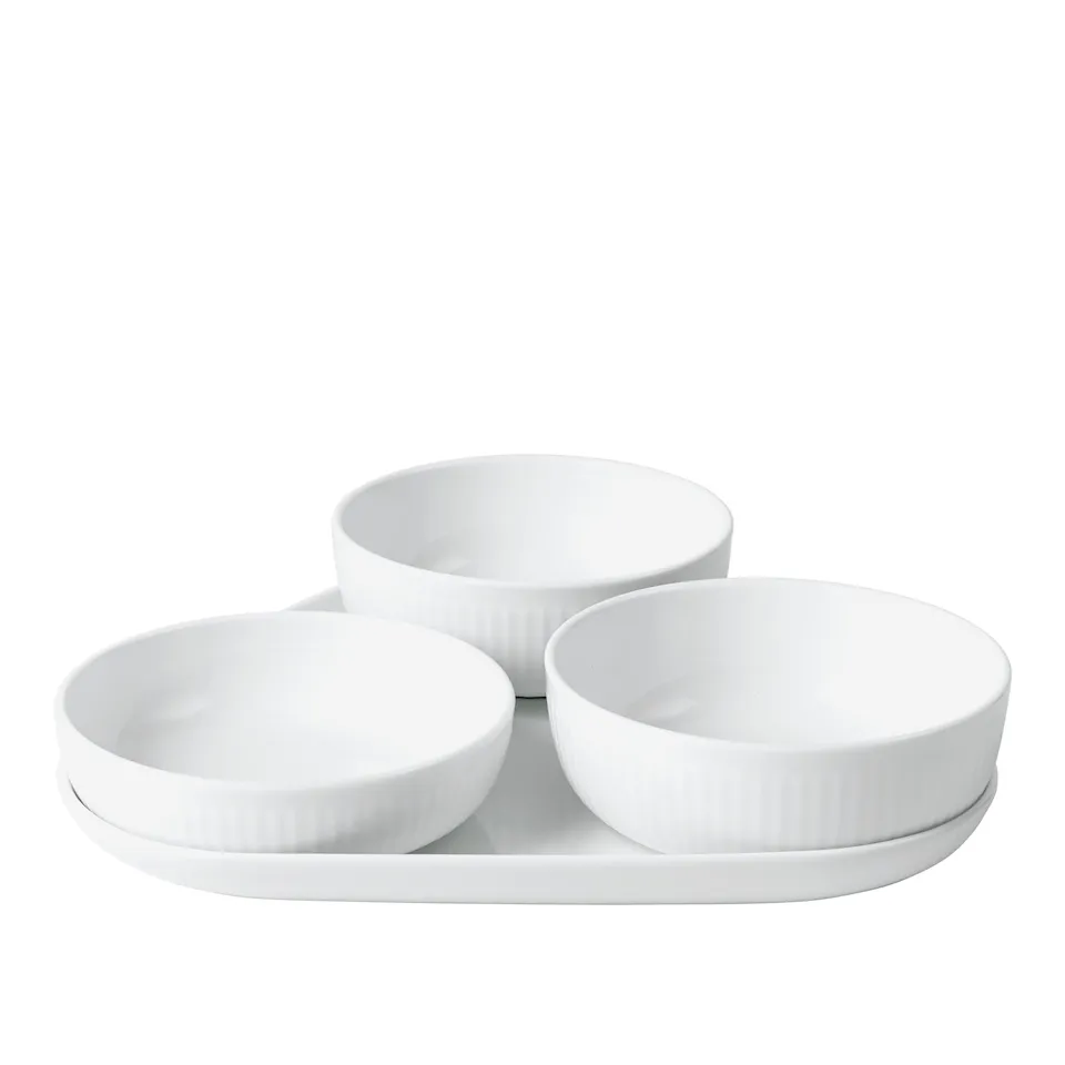 White Fluted Serving Set 4 pcs