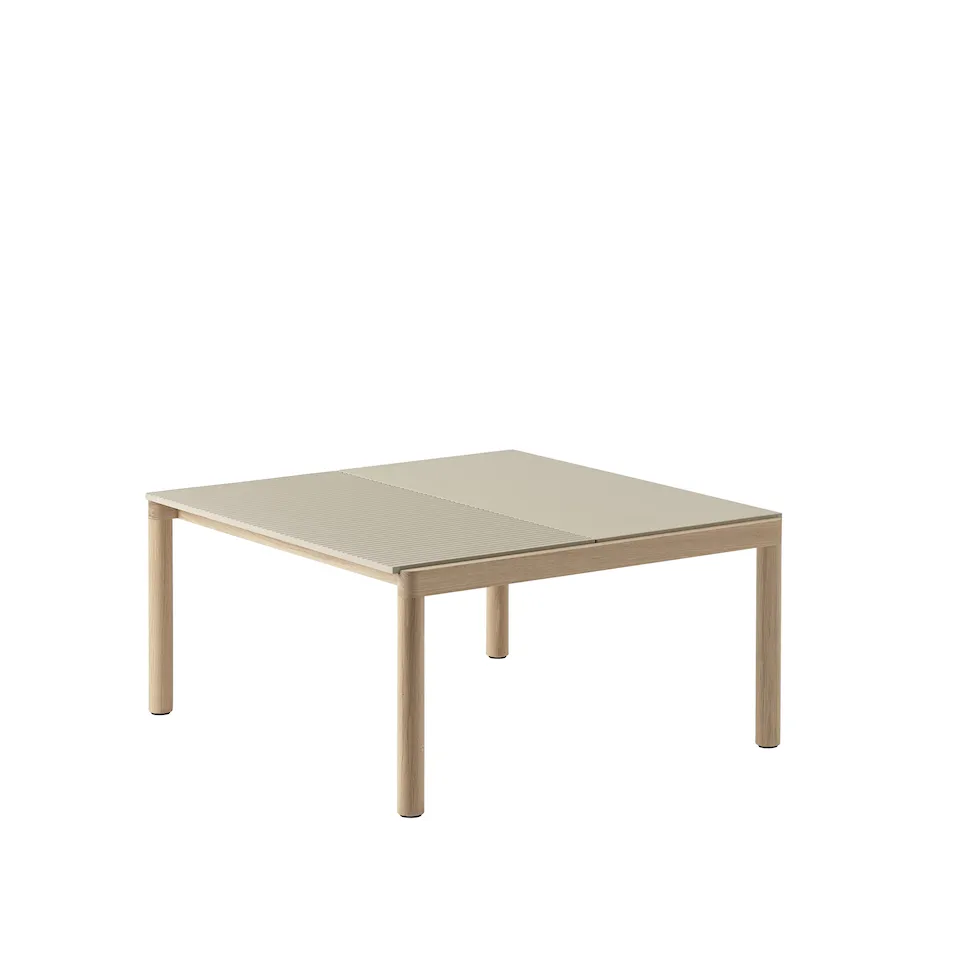 Couple Coffee Table / 80 x 84 x 40 cm - 1 Plain 1 Wavy - Sand/Oak