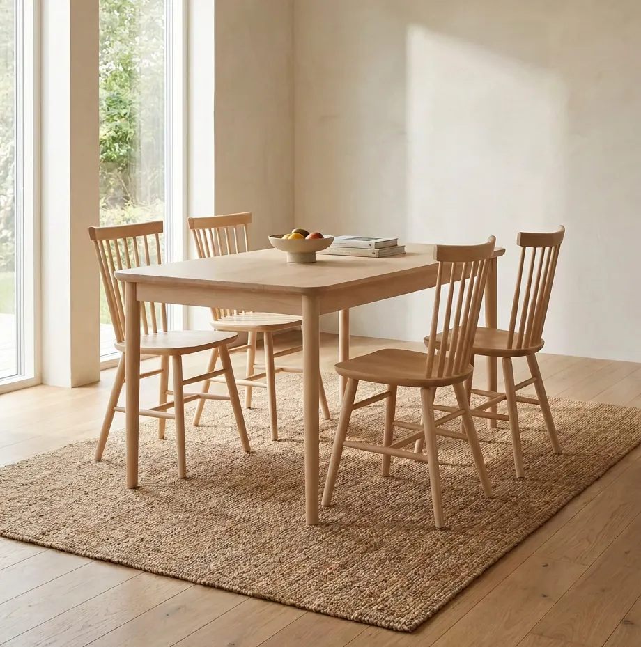 Florida Dining Group 4 Wicker Chairs & Dining Table 90 x 140 cm - 2
