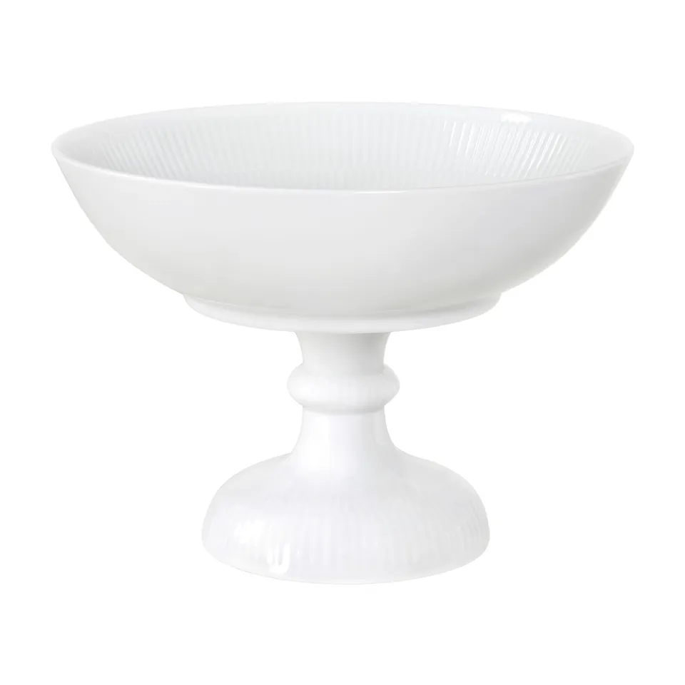 White Fluted Footed Bowl 15 cm