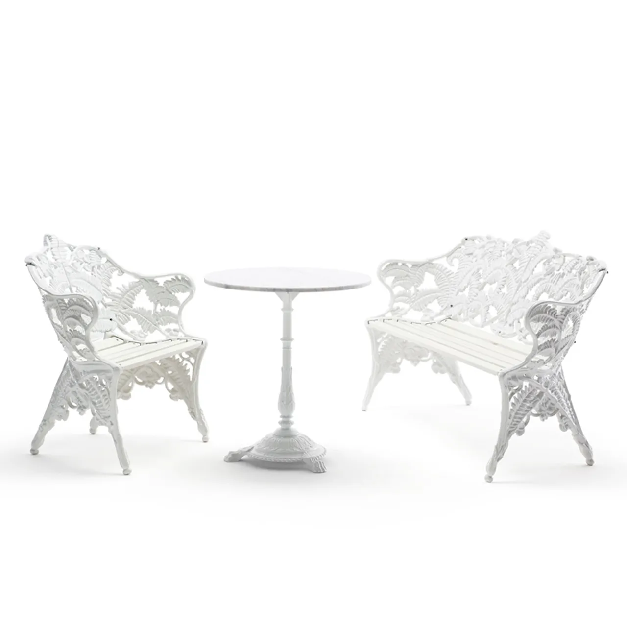 Classic Cafébord Marmor Vit Carrara / Vitlackerad  Ø 50 cm