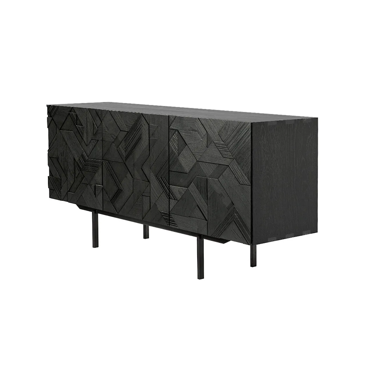 Teak Graphic Black Sideboard