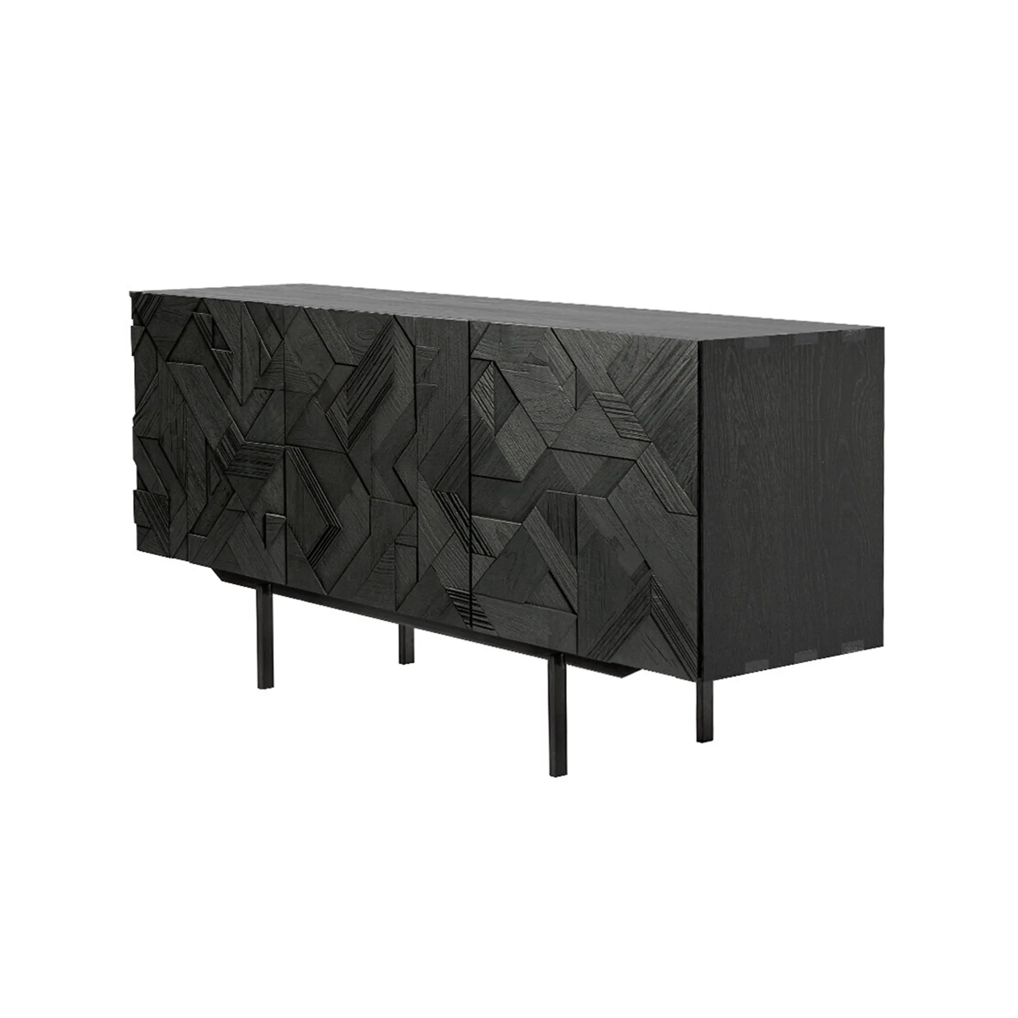 Teak Graphic Black Sideboard - 2