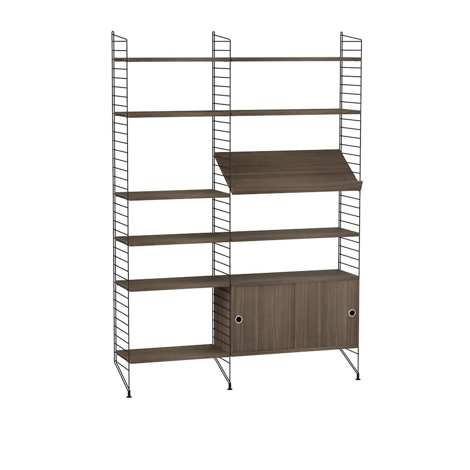Living room shelving system H walnut/black