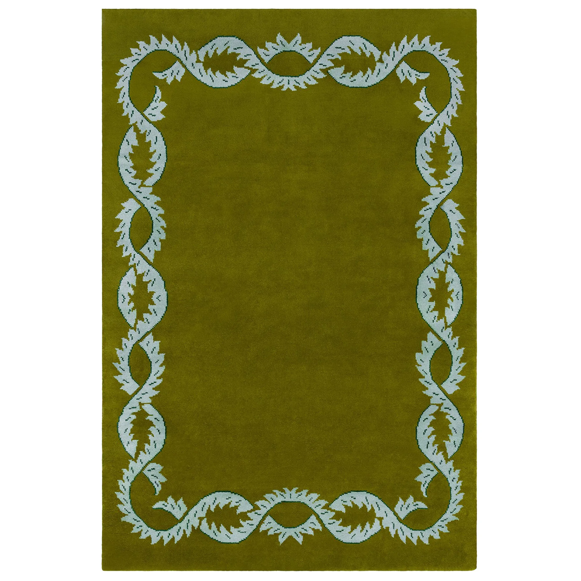 Climbing Vine Olive wool rug - 1