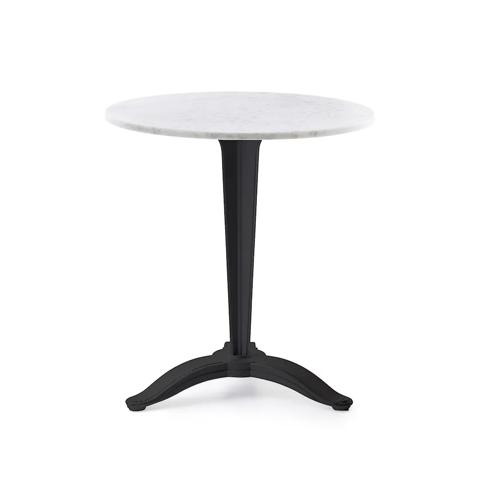 Table Calais - Big Foot Ø 65 White Carrara Marble/Black Lacquered Aluminium